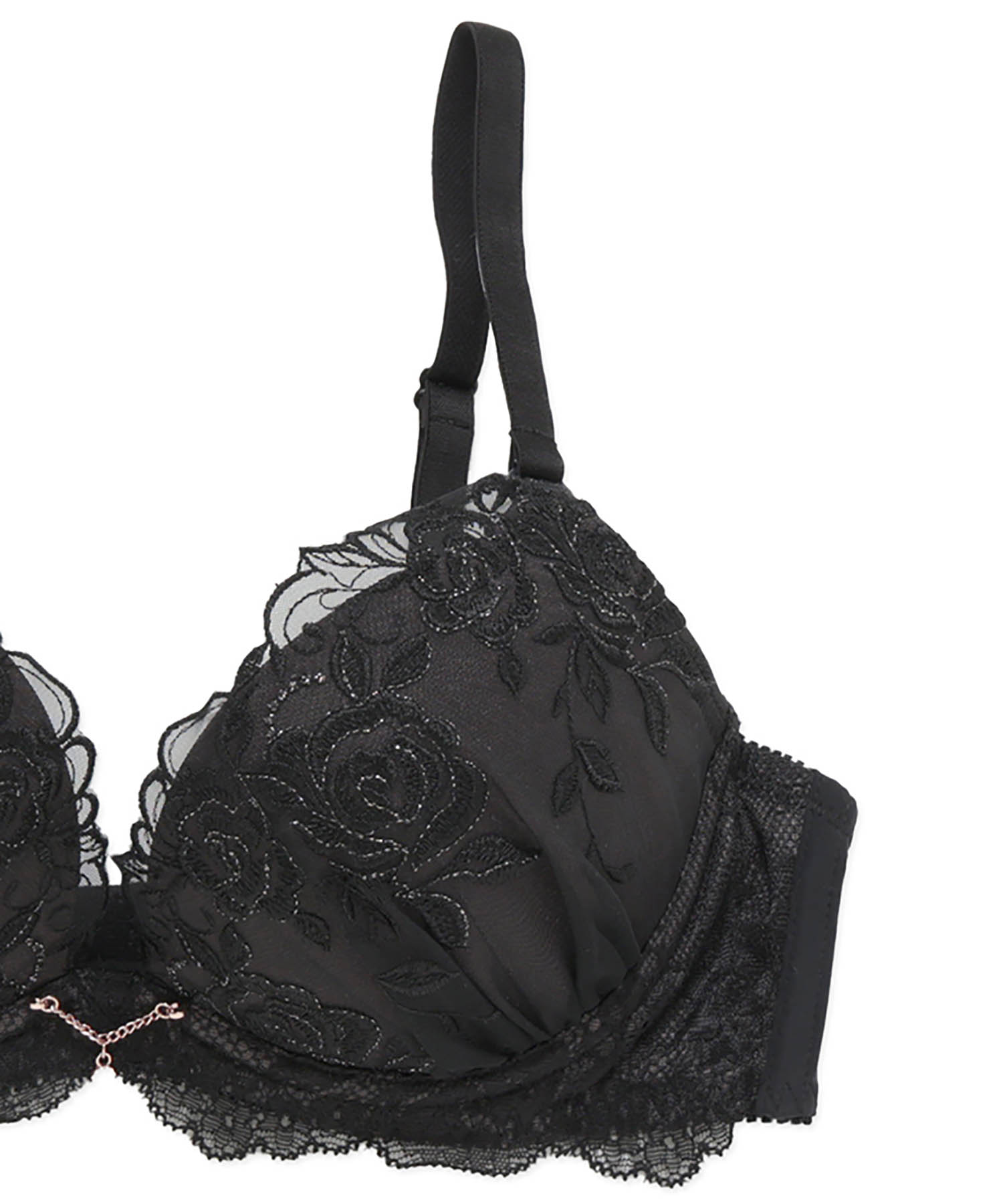 ローズFcup-Gcup_ランジェリー・下着-ブラジャー-モールドカップブラ(Lワイヤー)_ブラック_5