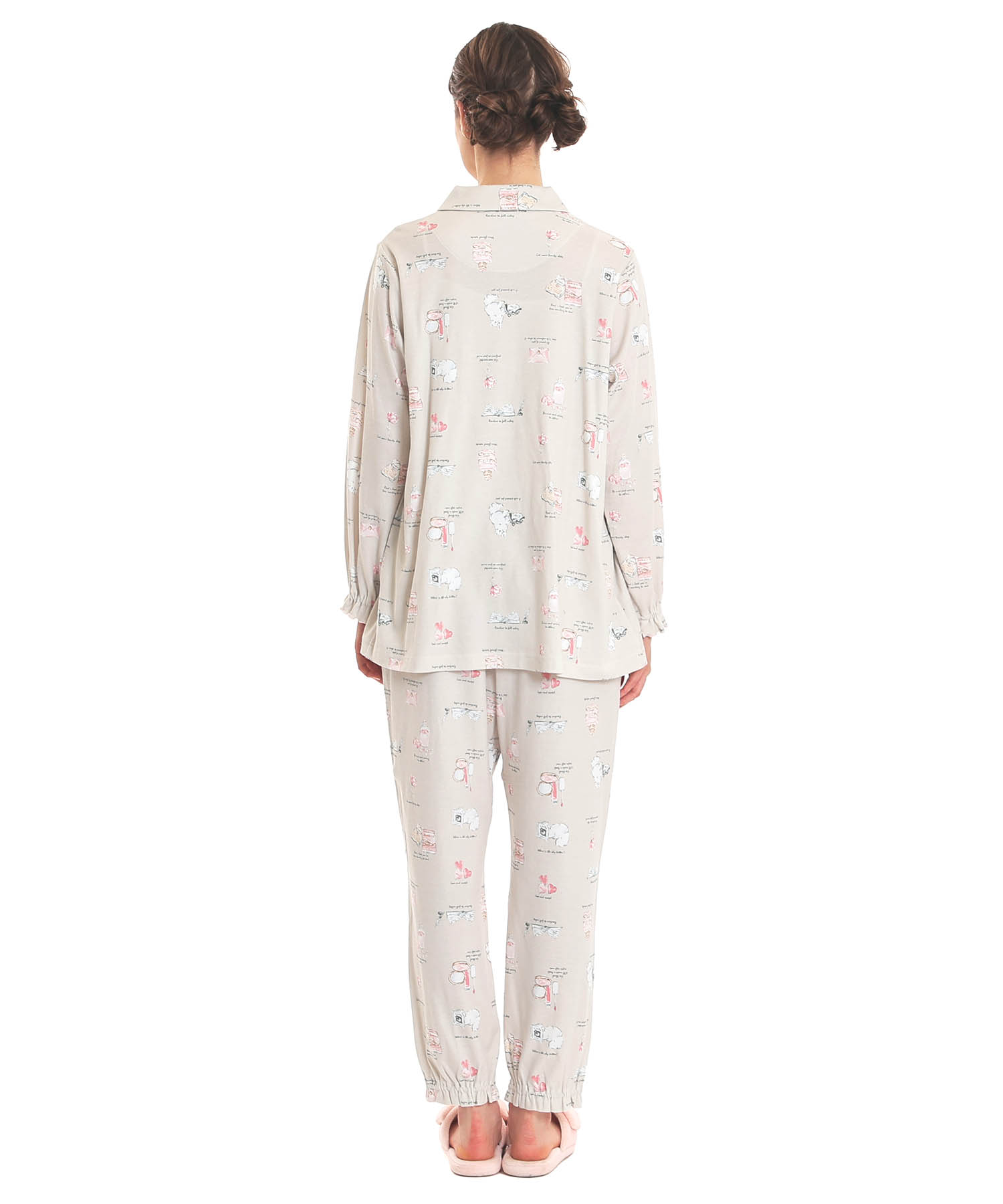 スムースレディキャットギャザーパジャマ_パジャマ&ルームウェア-セットアップ_ベージュ_7