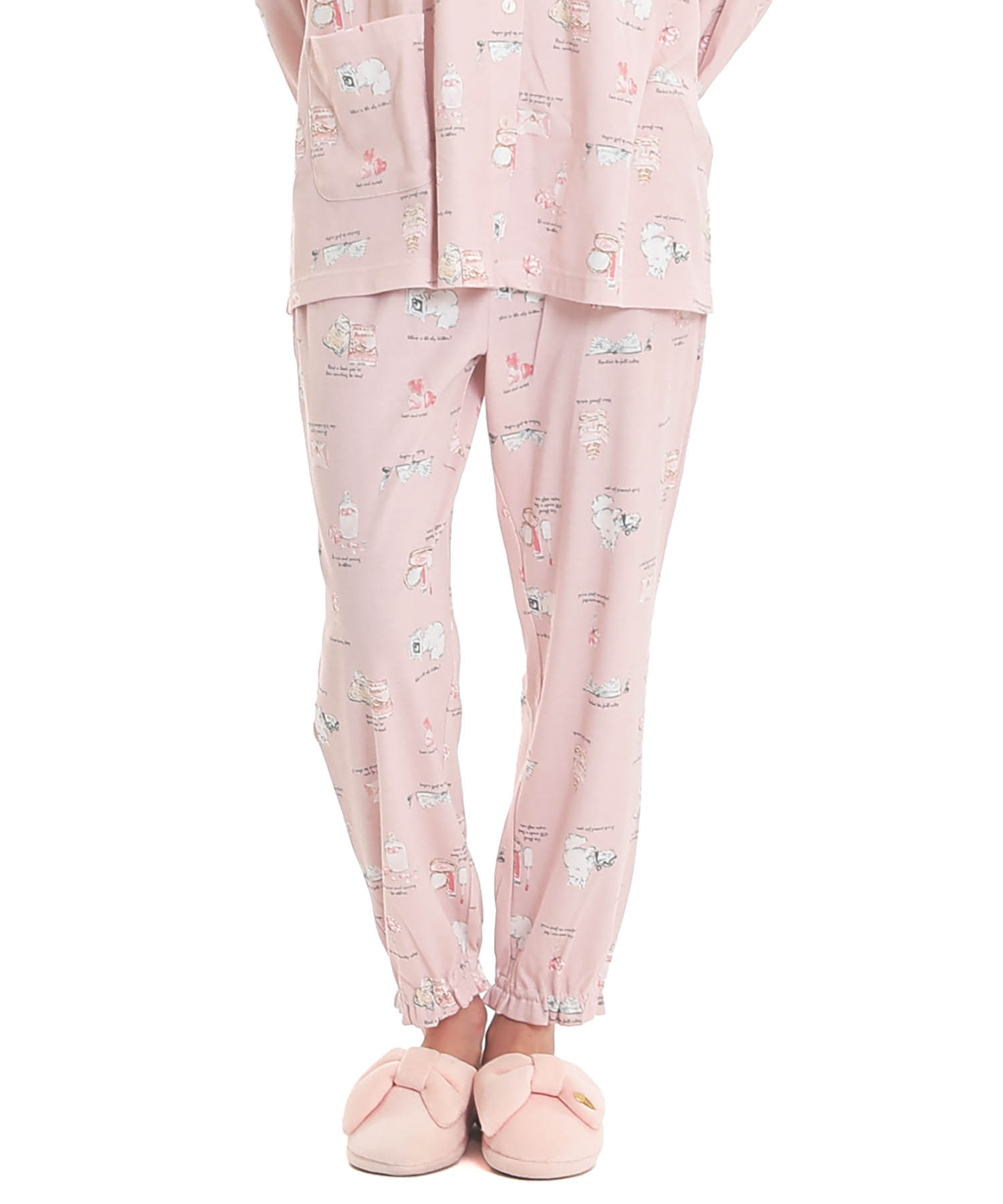 スムースレディキャットギャザーパジャマ_パジャマ&ルームウェア-セットアップ_ピンク_5