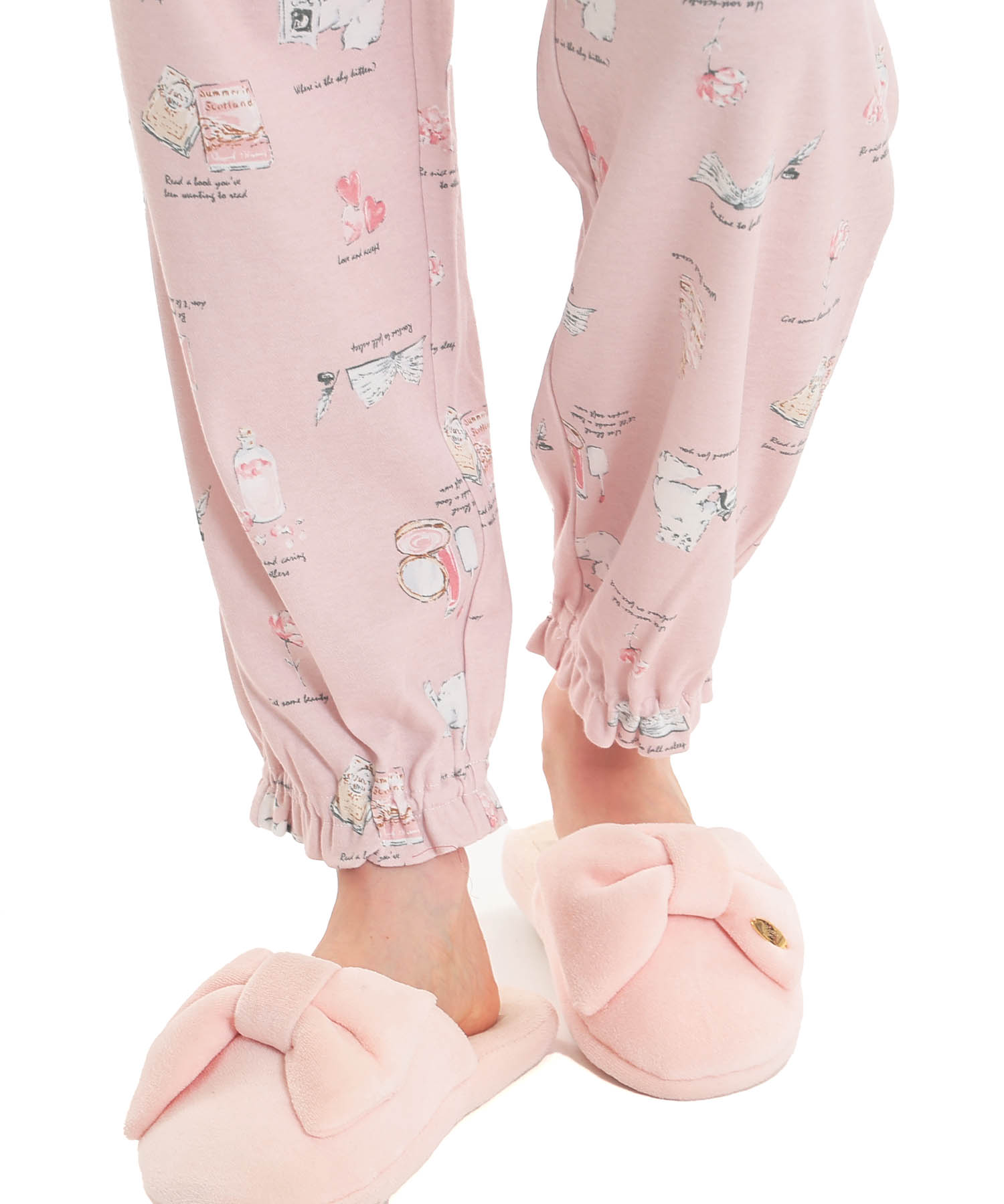 スムースレディキャットギャザーパジャマ_パジャマ&ルームウェア-セットアップ_ピンク_6