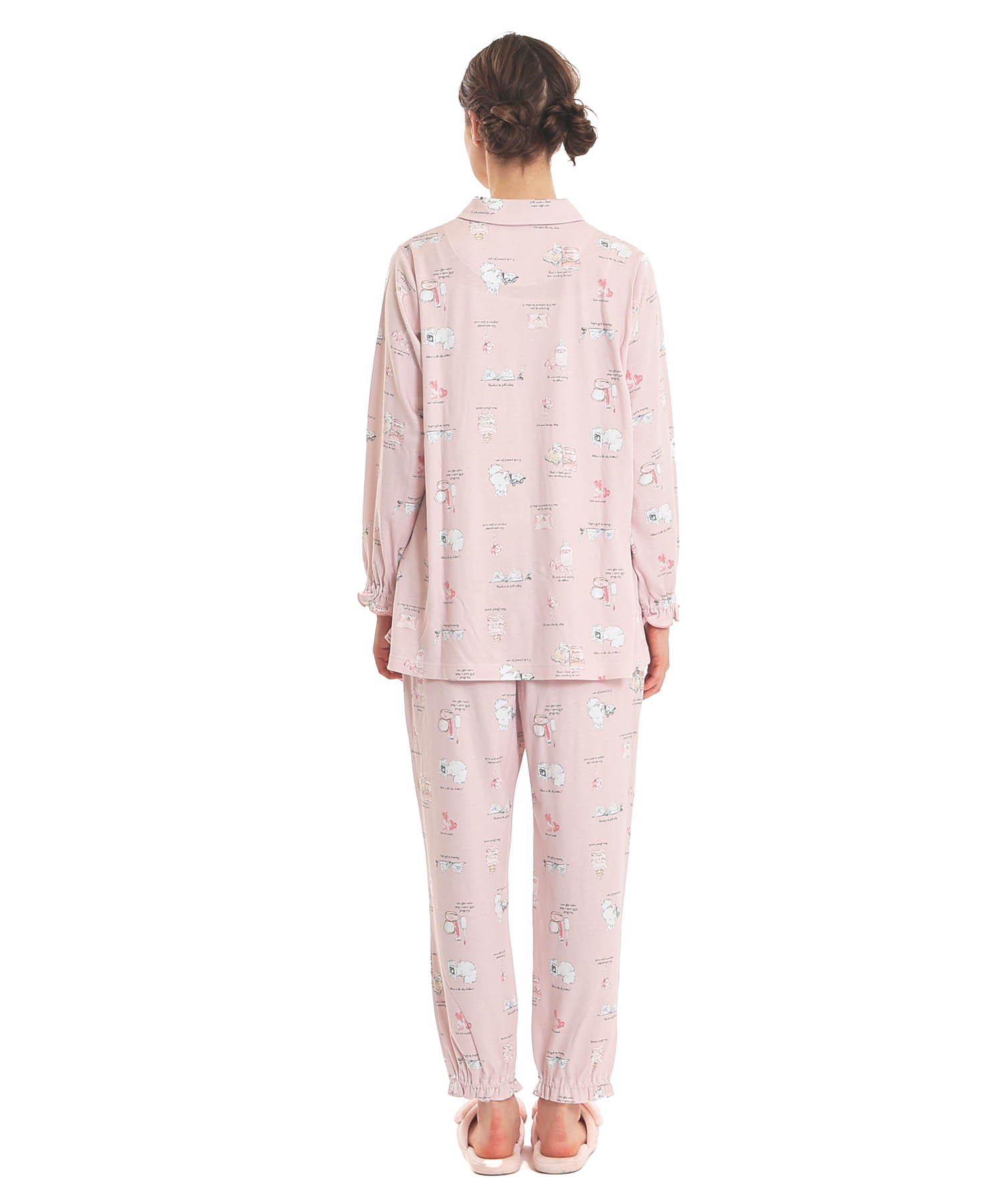 スムースレディキャットギャザーパジャマ_パジャマ&ルームウェア-セットアップ_ピンク_7