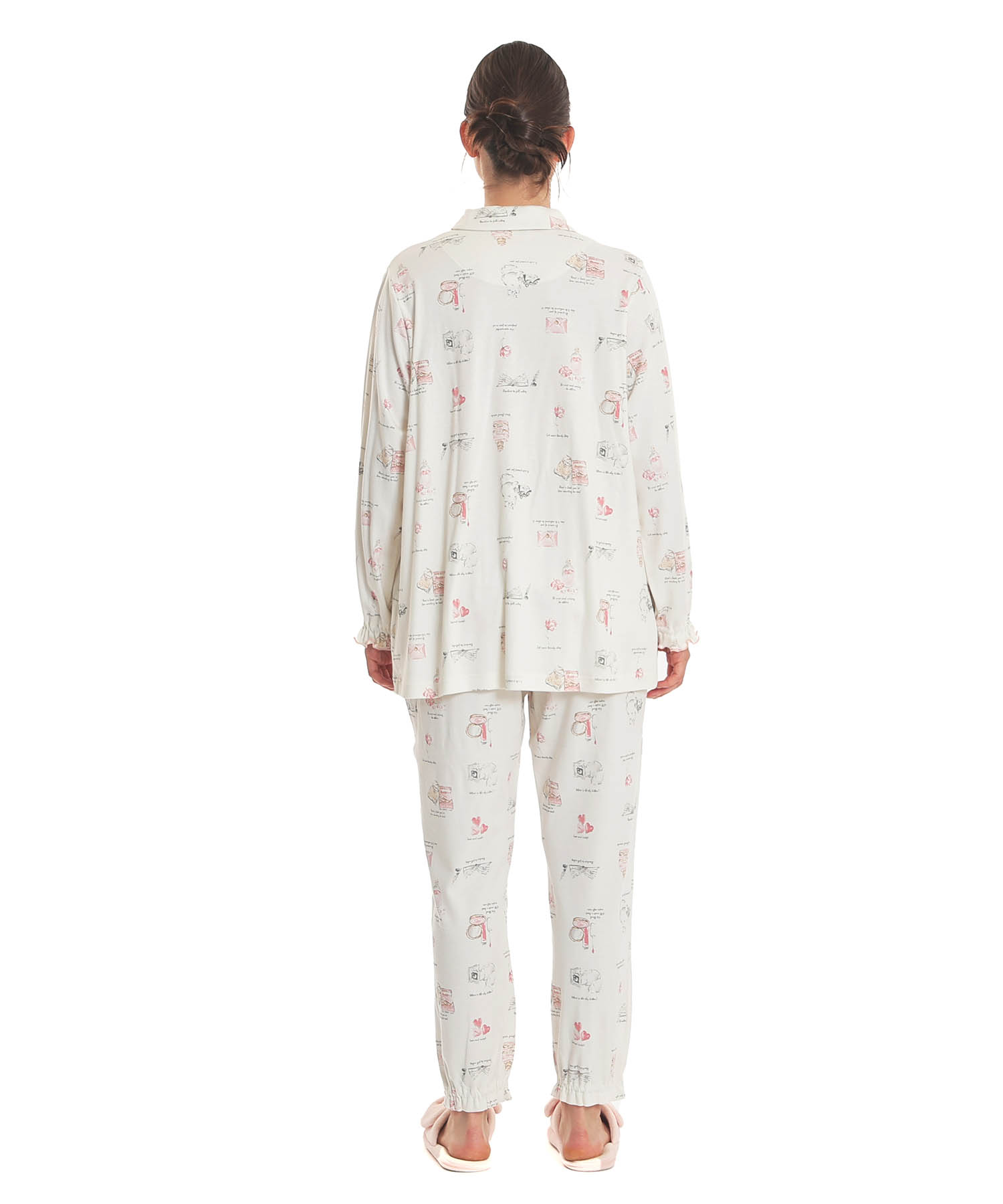 スムースレディキャットギャザーパジャマ_パジャマ&ルームウェア-セットアップ_ホワイト_7