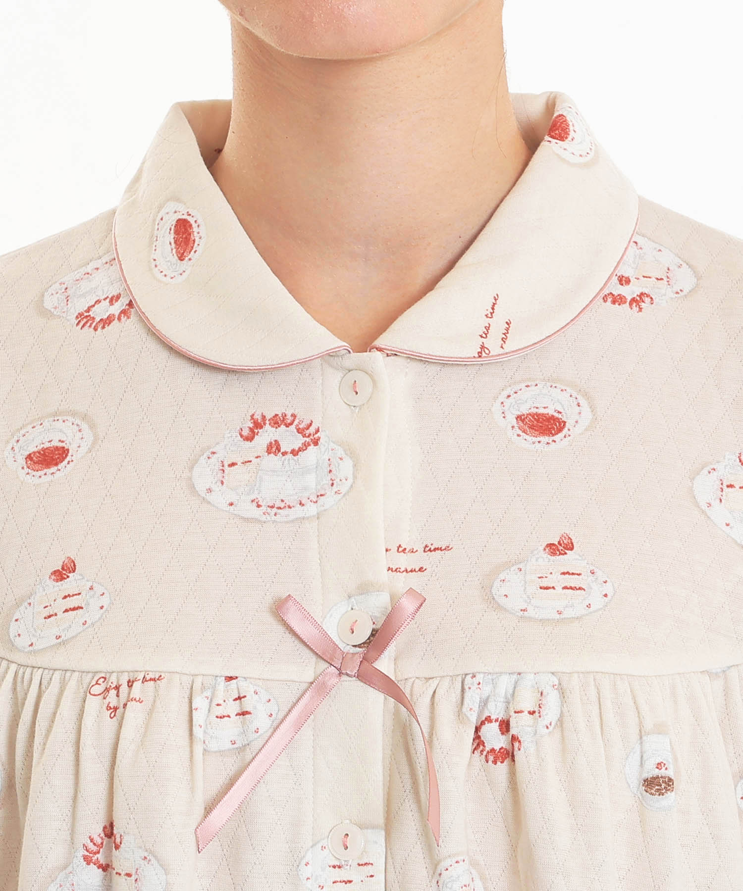 接結ケーキギャザーパジャマ_パジャマ&ルームウェア-セットアップ_ベージュ_3