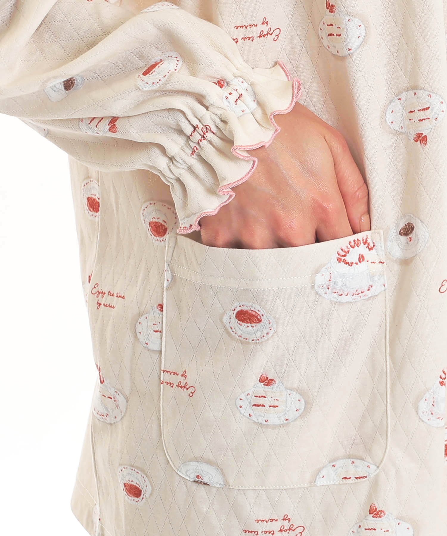 接結ケーキギャザーパジャマ_パジャマ&ルームウェア-セットアップ_ベージュ_4