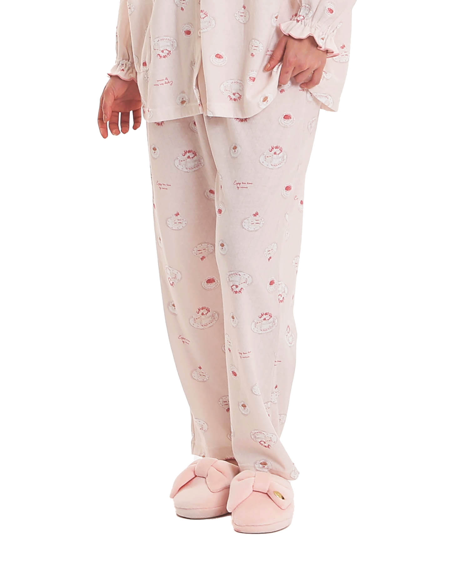 接結ケーキギャザーパジャマ_パジャマ&ルームウェア-セットアップ_ピンク_5