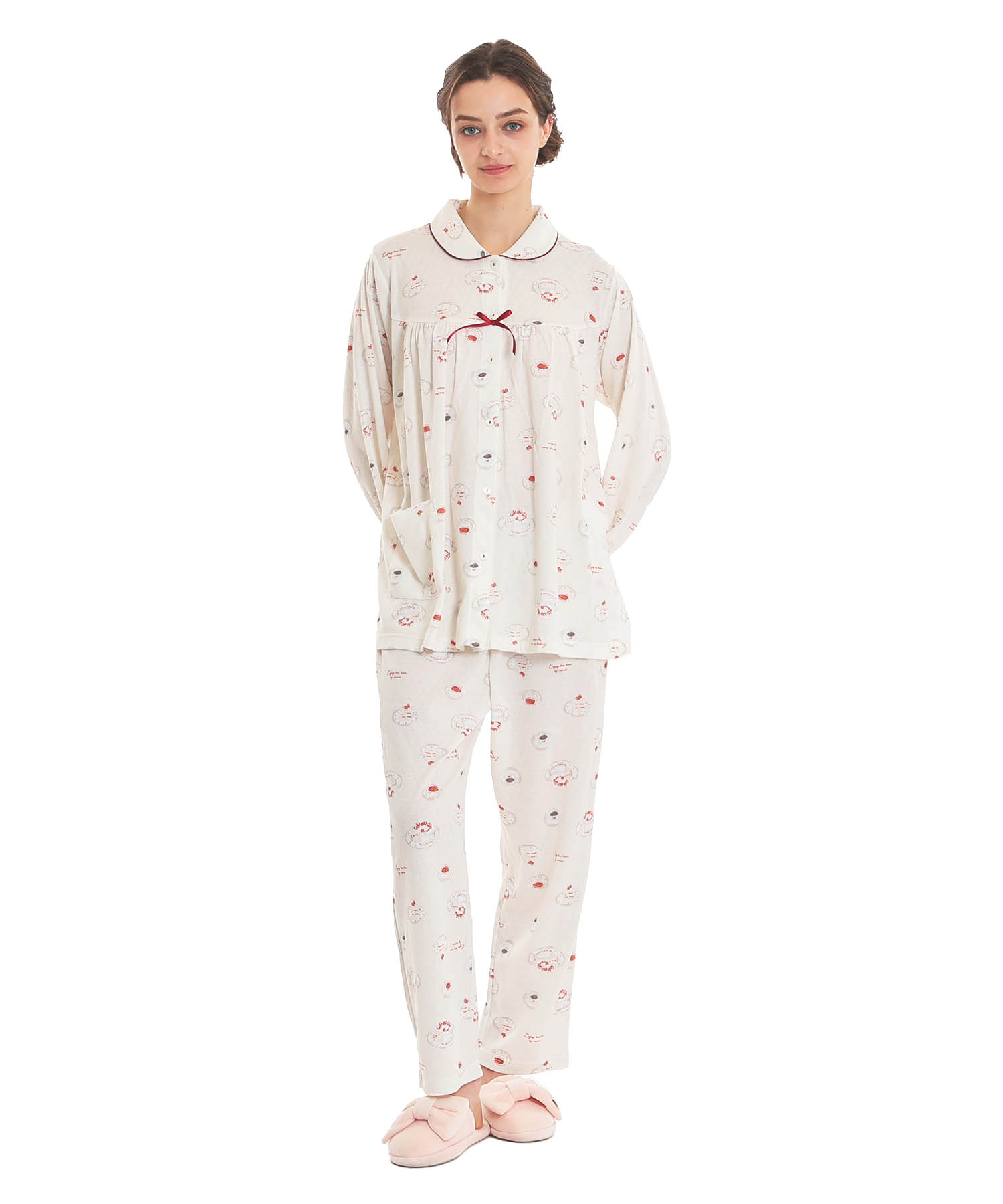 接結ケーキギャザーパジャマ_パジャマ&ルームウェア-セットアップ_ホワイト_2