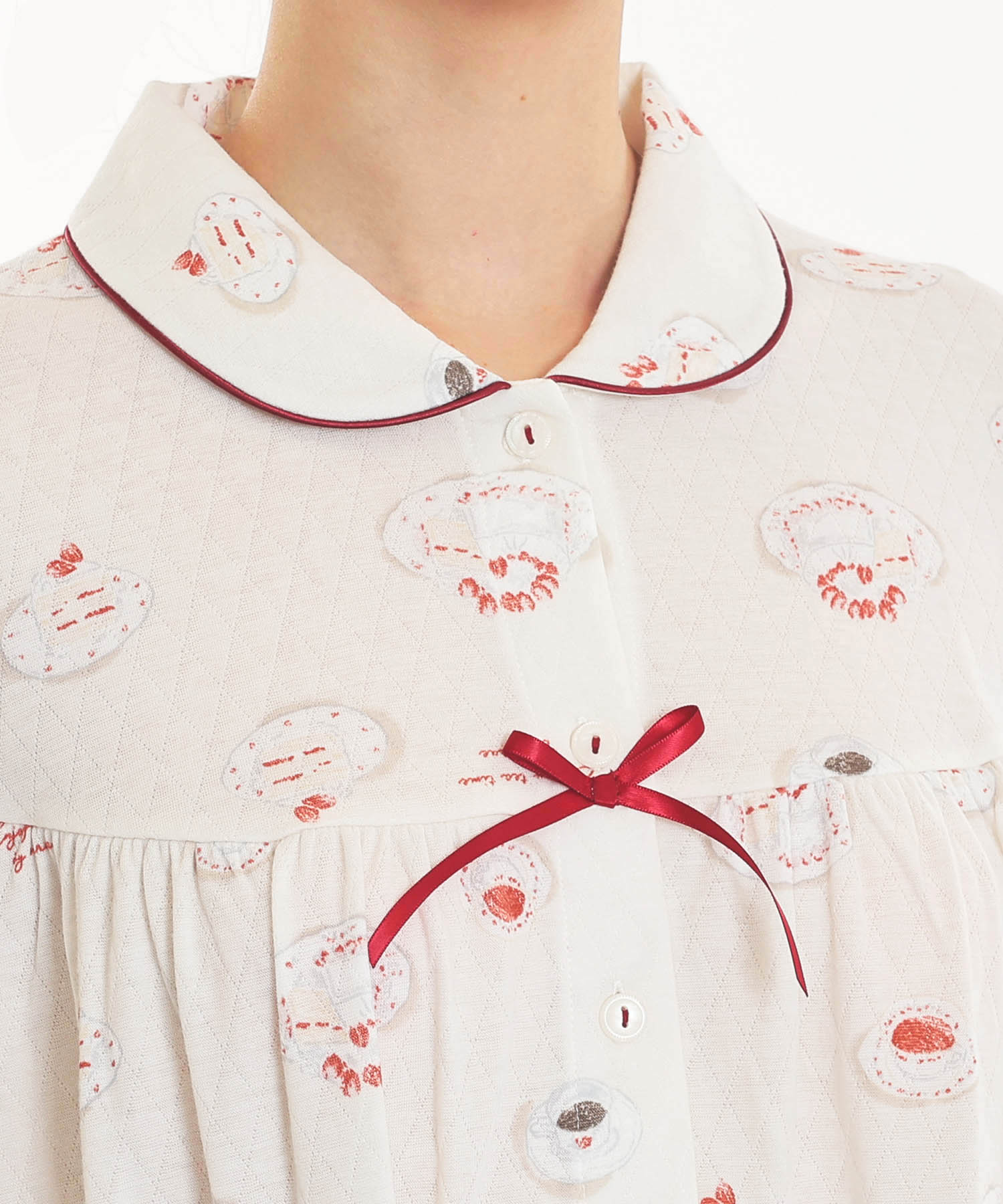 接結ケーキギャザーパジャマ_パジャマ&ルームウェア-セットアップ_ホワイト_3