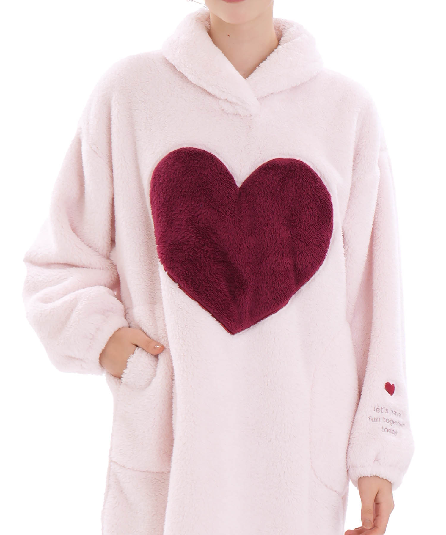 ストレッチボアハートワンピース_パジャマ&ルームウェア-ワンピース・ネグリジェ_ピンク_0