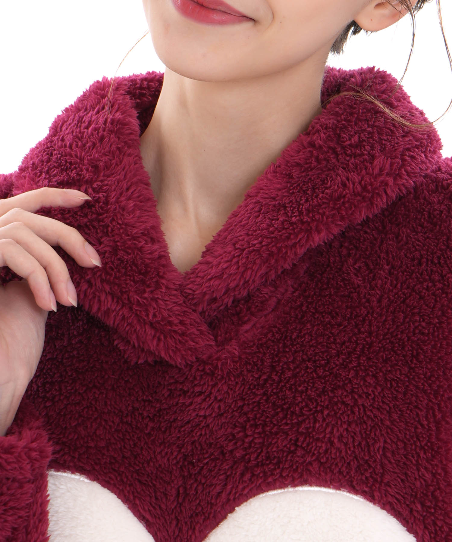 ストレッチボアハートワンピース_パジャマ&ルームウェア-ワンピース・ネグリジェ_レッド_3