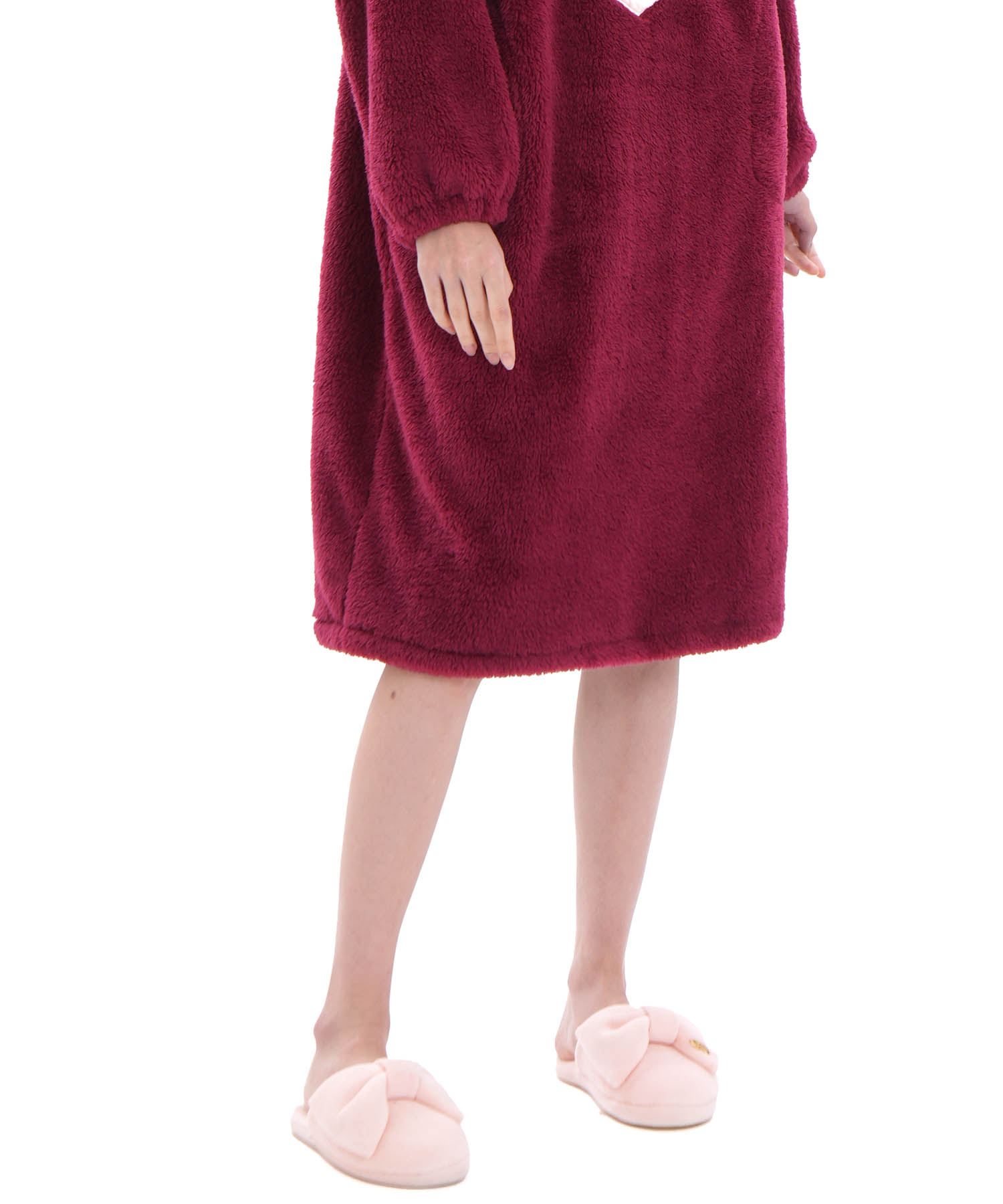 ストレッチボアハートワンピース_パジャマ&ルームウェア-ワンピース・ネグリジェ_レッド_6