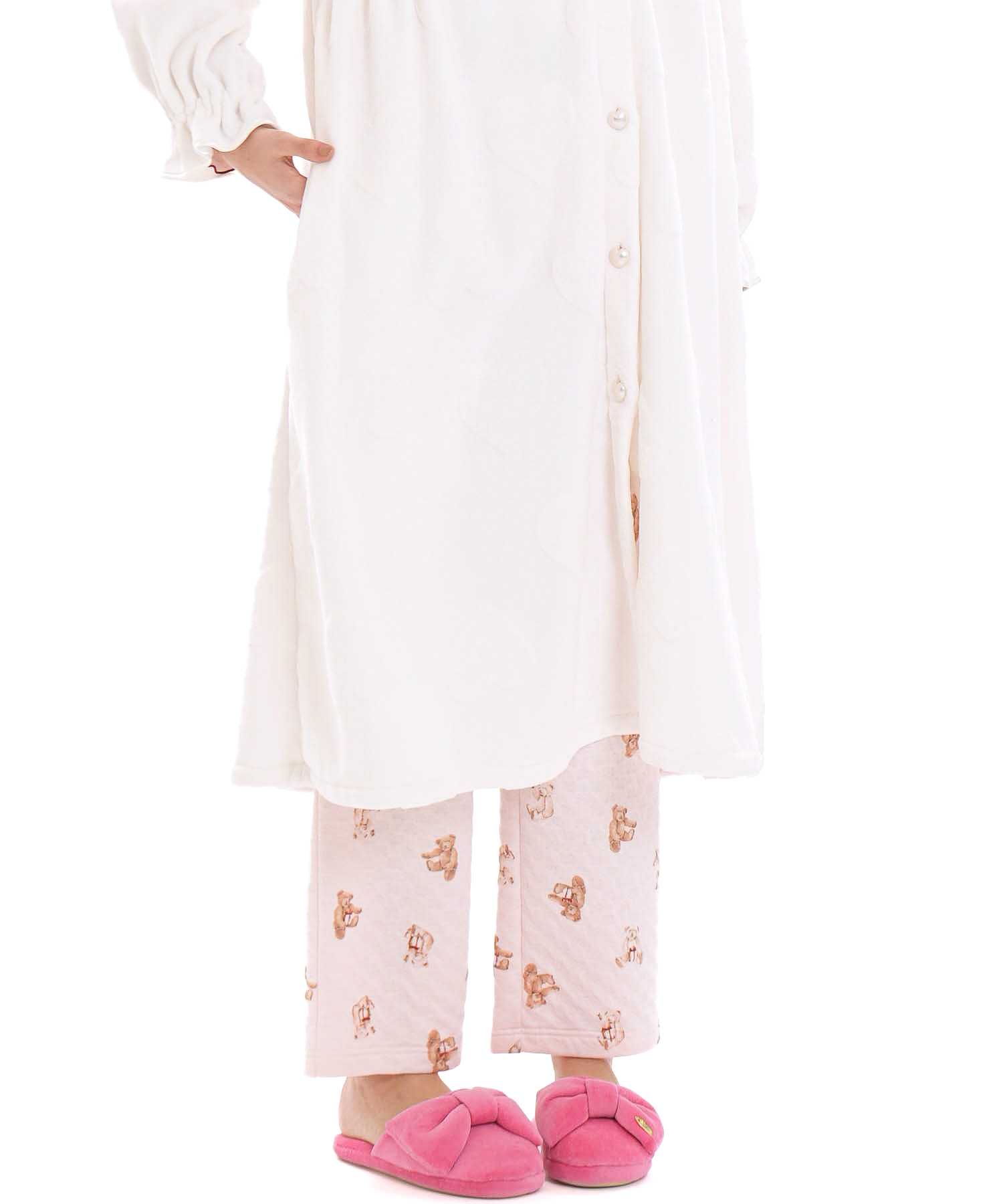 シャイニースノーエンボスハートフリルガウン_パジャマ&ルームウェア-トップス-カーディガン・ガウン_ホワイト_6