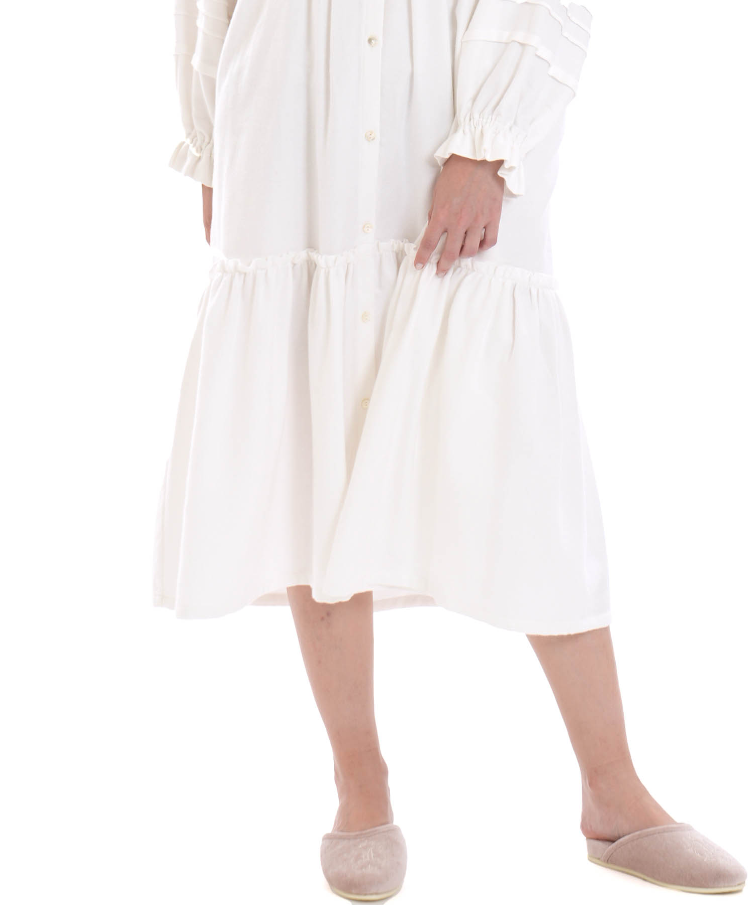 コットンフランネルシュクレフリルドレス_パジャマ&ルームウェア-ワンピース・ネグリジェ_ホワイト_5