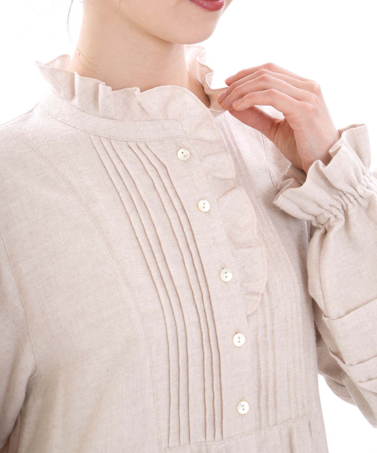 コットンフランネルシュクレフリルドレス_パジャマ&ルームウェア-ワンピース・ネグリジェ_アイボリー_3