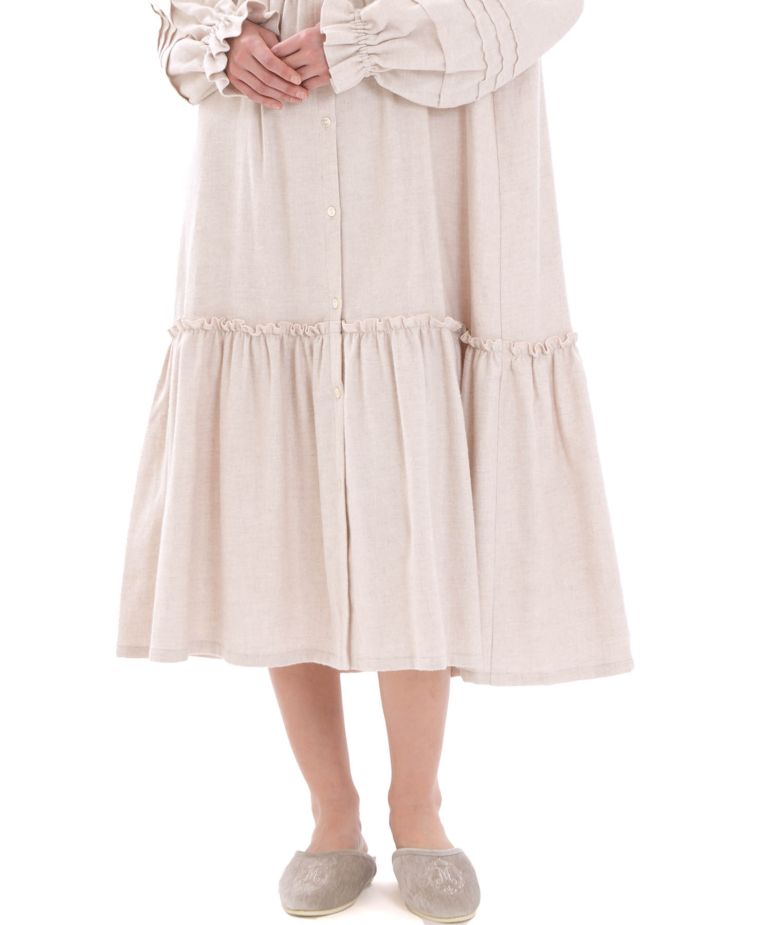 コットンフランネルシュクレフリルドレス_パジャマ&ルームウェア-ワンピース・ネグリジェ_アイボリー_5