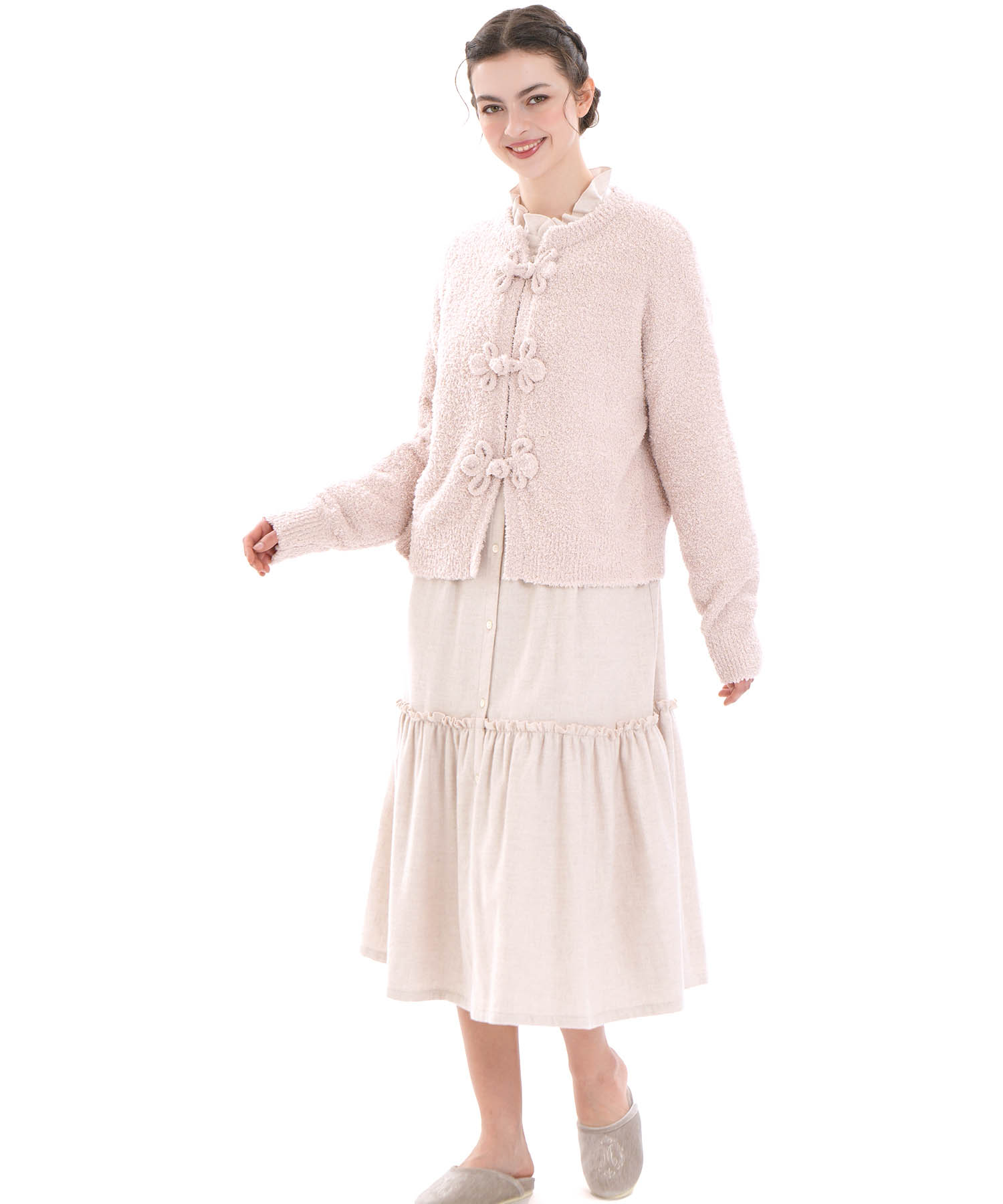 コットンフランネルシュクレフリルドレス_パジャマ&ルームウェア-ワンピース・ネグリジェ_アイボリー_7