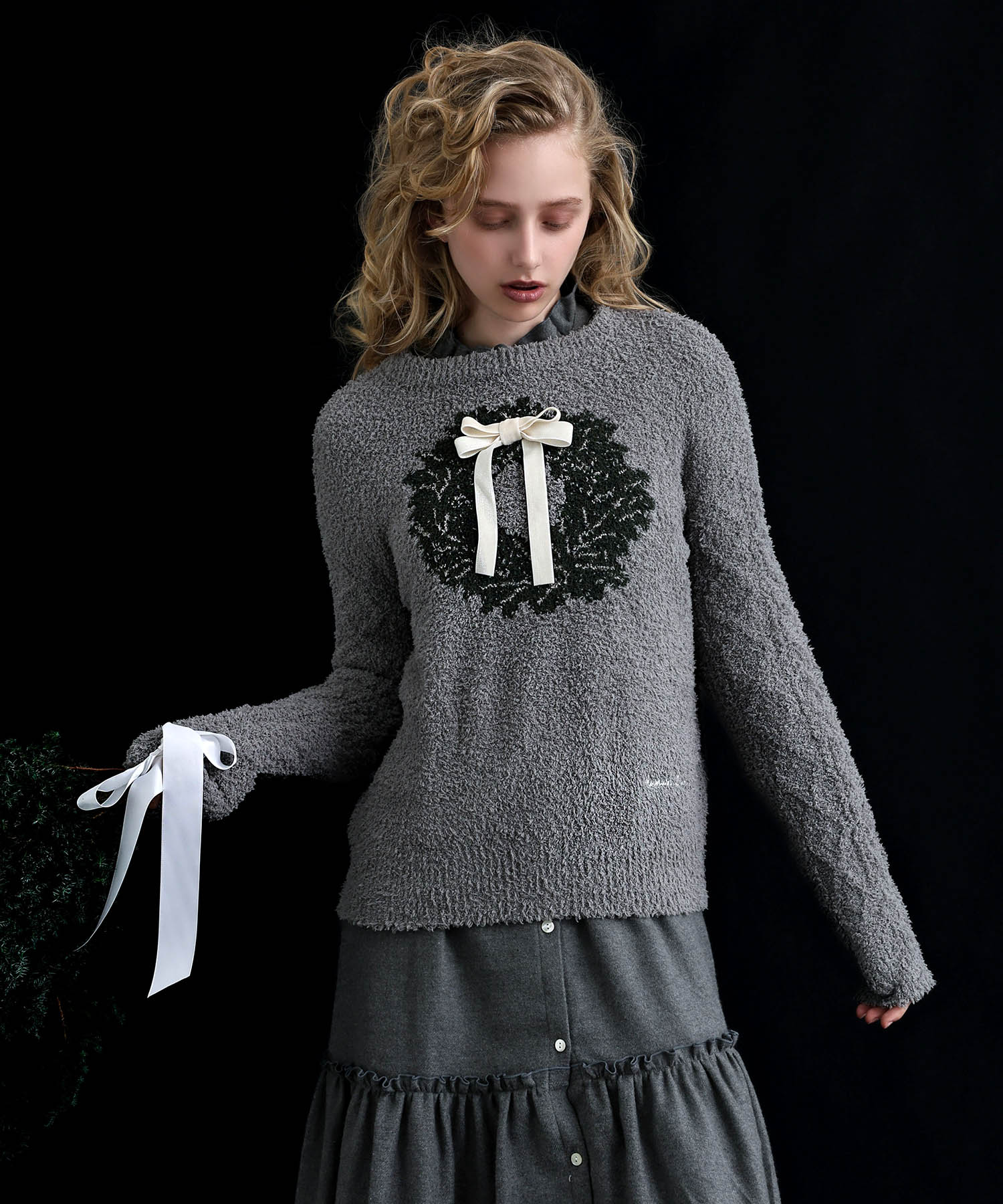 コットンフランネルシュクレフリルドレス_パジャマ&ルームウェア-ワンピース・ネグリジェ_チャコールグレー_8