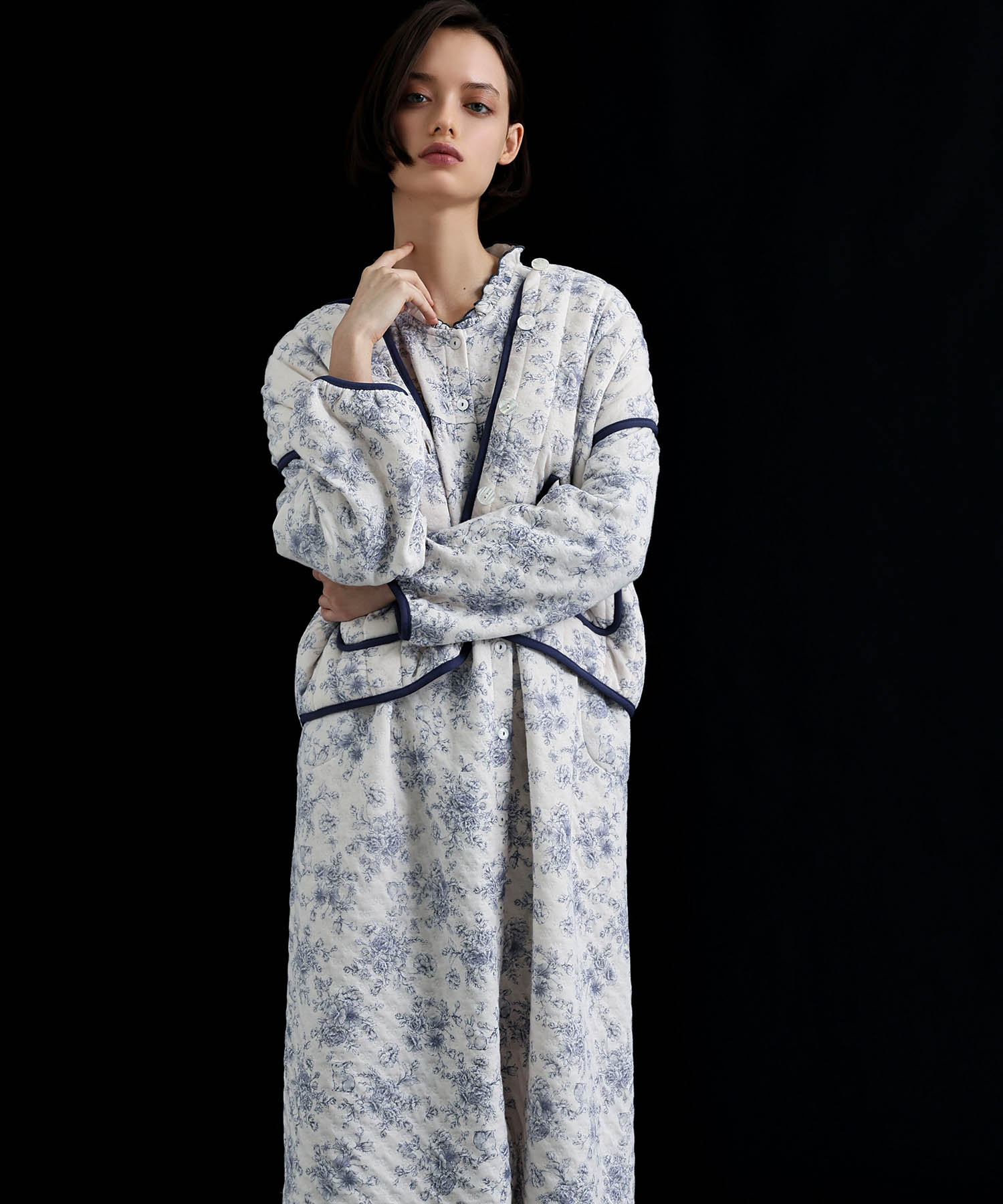 裏綿接結(綿入り)トワルドラパンワンピース_パジャマ&ルームウェア-ワンピース・ネグリジェ_ブルー_7