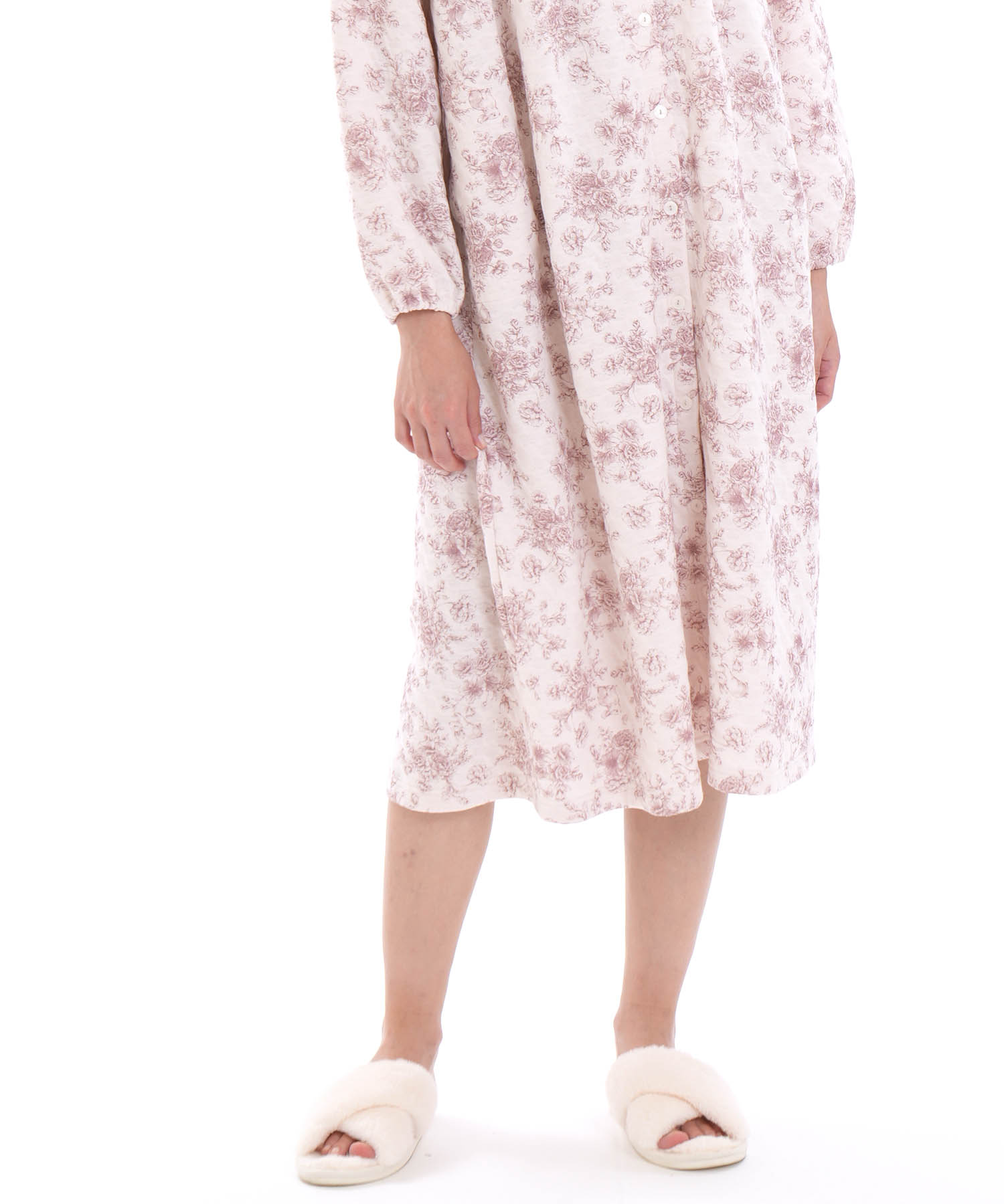 裏綿接結(綿入り)トワルドラパンワンピース_パジャマ&ルームウェア-ワンピース・ネグリジェ_ボルドー_5