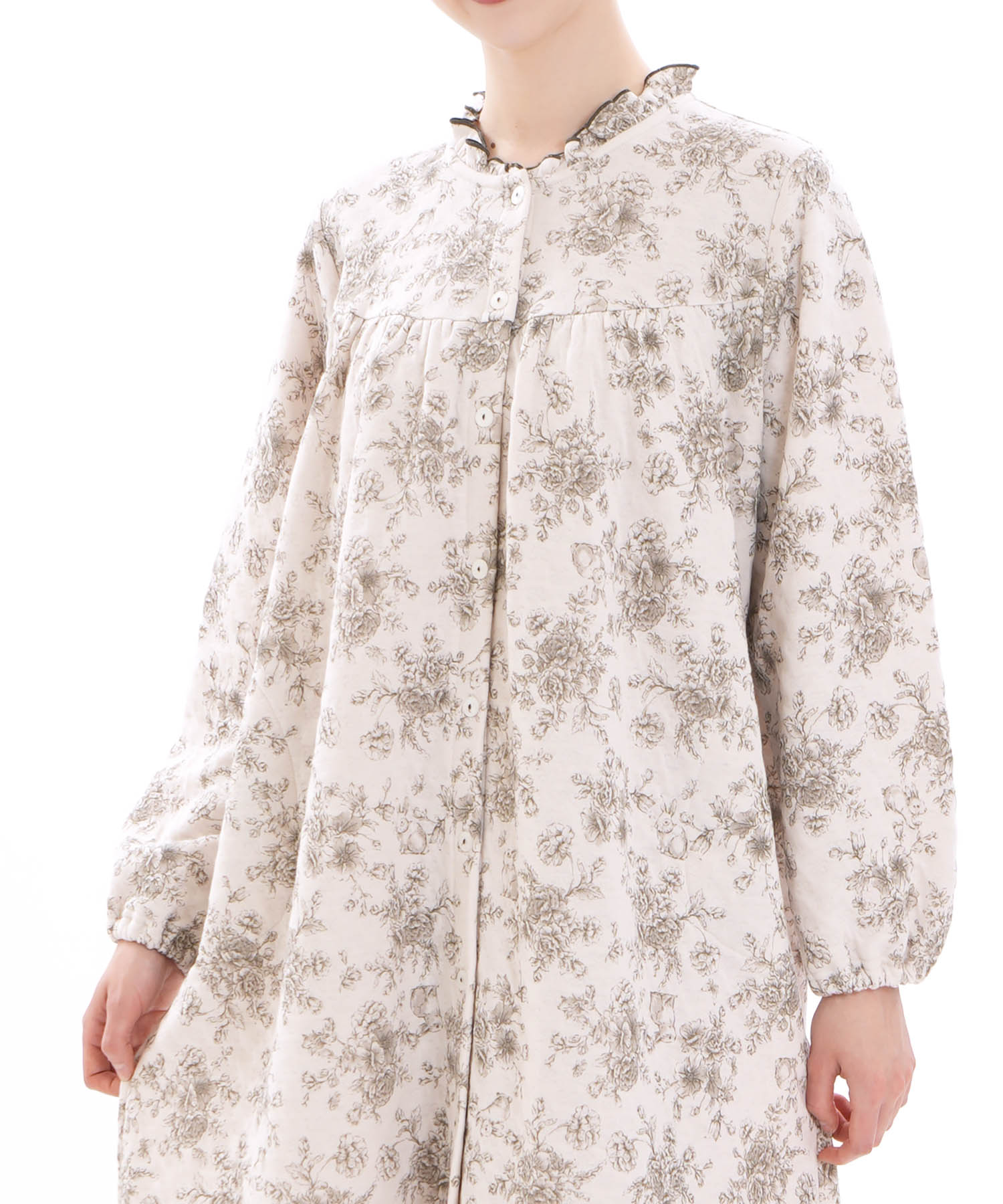 裏綿接結(綿入り)トワルドラパンワンピース_パジャマ&ルームウェア-ワンピース・ネグリジェ_グレー_0