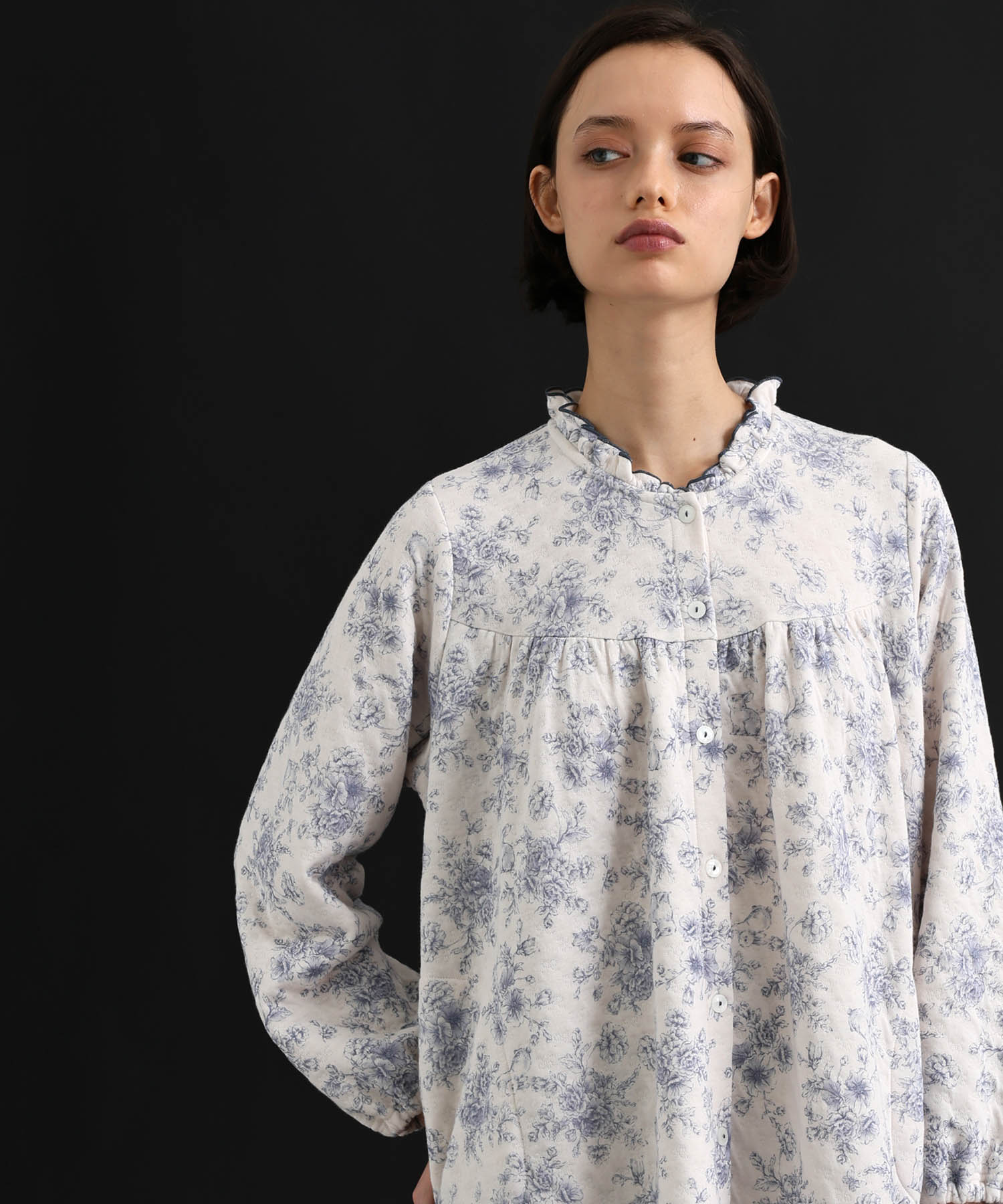 裏綿接結(綿入り)トワルドラパンワンピース_パジャマ&ルームウェア-ワンピース・ネグリジェ_ブルー_2