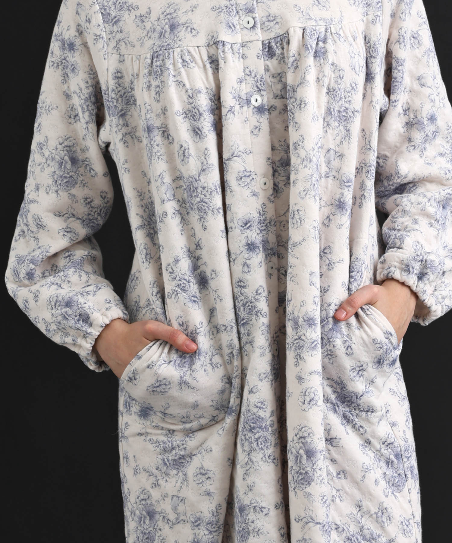 裏綿接結(綿入り)トワルドラパンワンピース_パジャマ&ルームウェア-ワンピース・ネグリジェ_ブルー_4