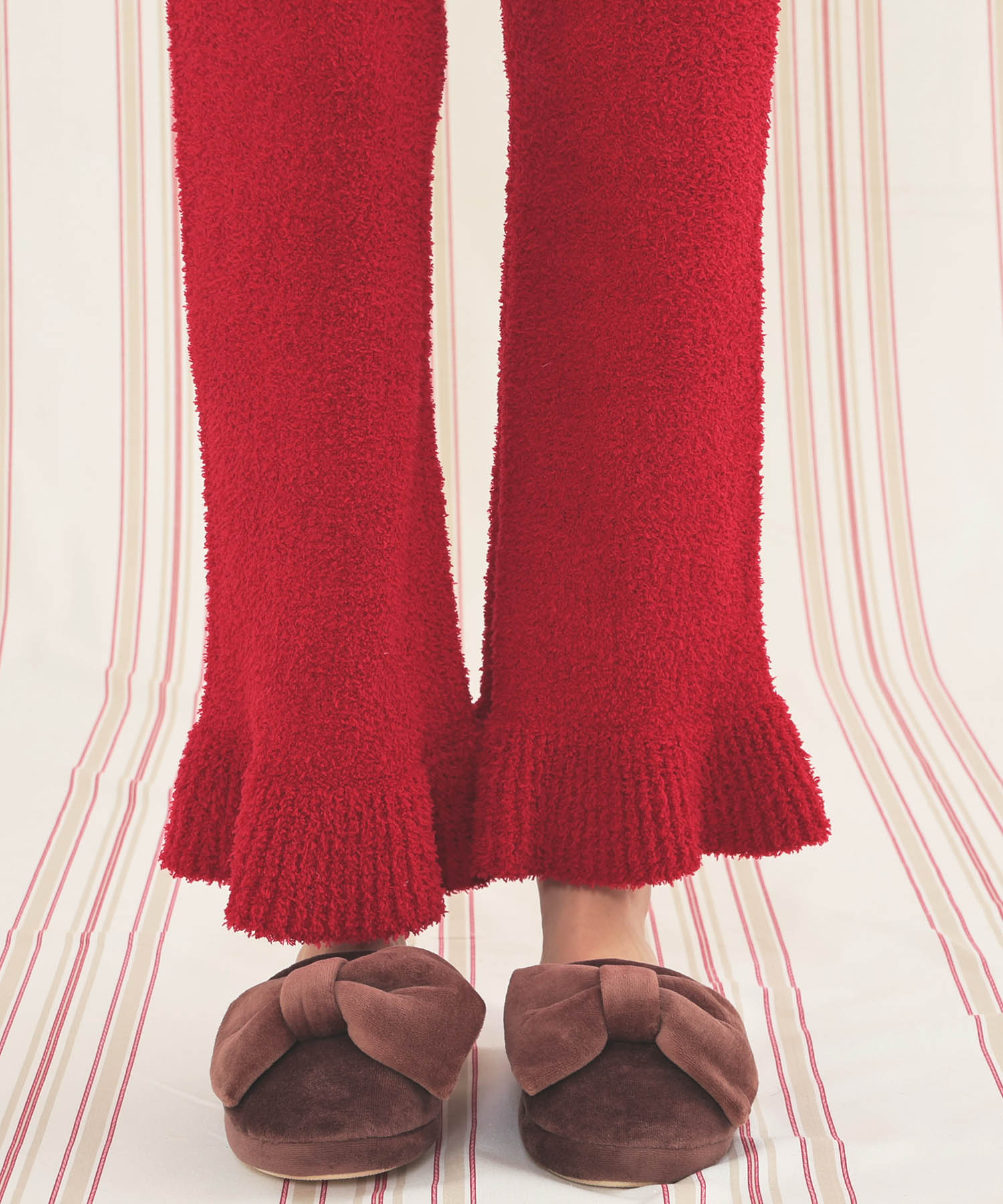 モールニットフレアパンツ_パジャマ&ルームウェア-ボトムス_レッド_3