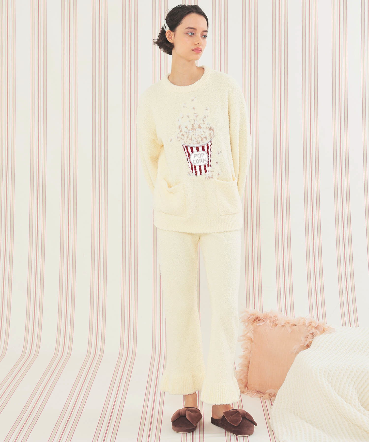 モールニットフレアパンツ_パジャマ&ルームウェア-ボトムス_クリーム_6