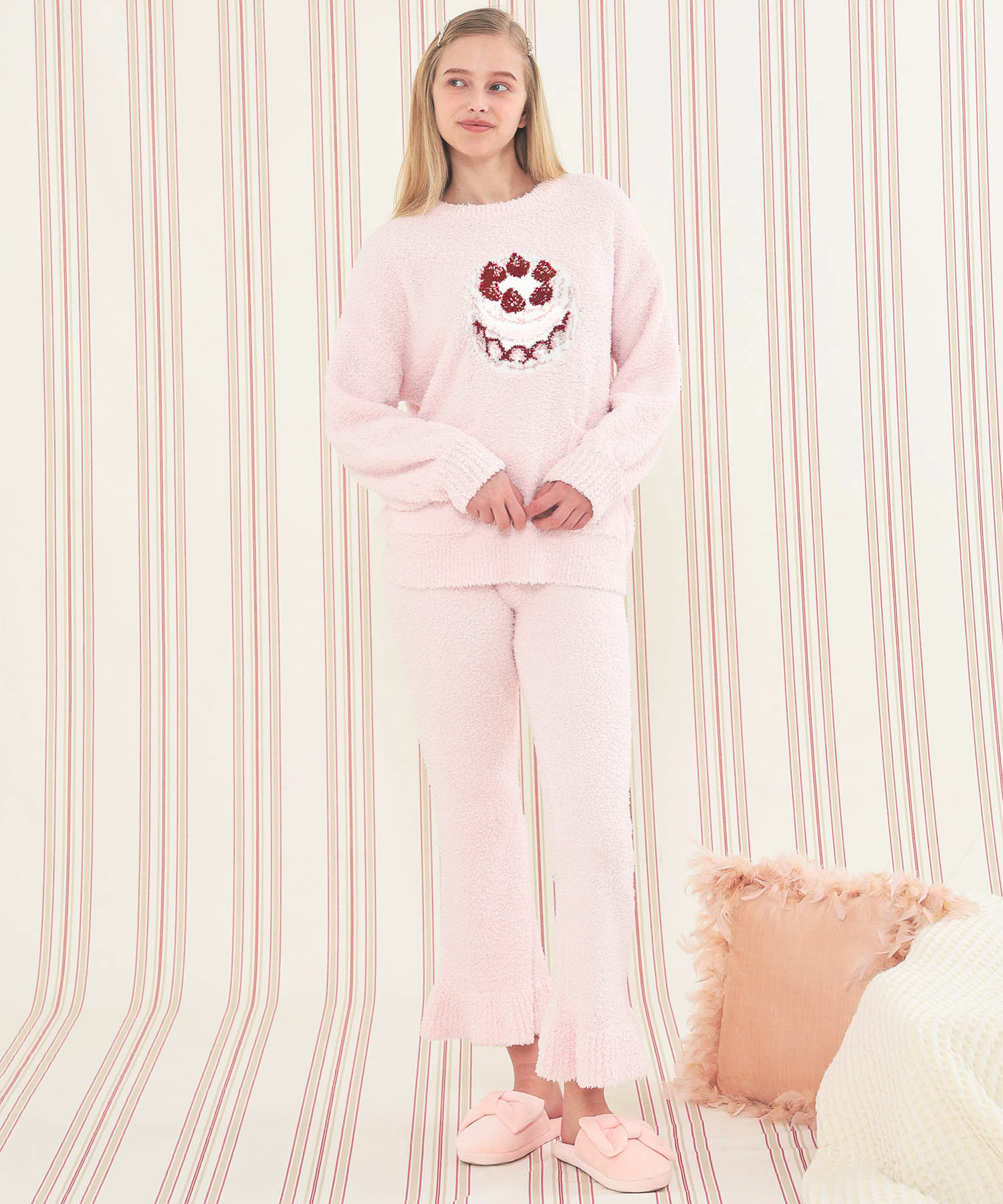 モールニットフレアパンツ_パジャマ&ルームウェア-ボトムス_ピンク_6