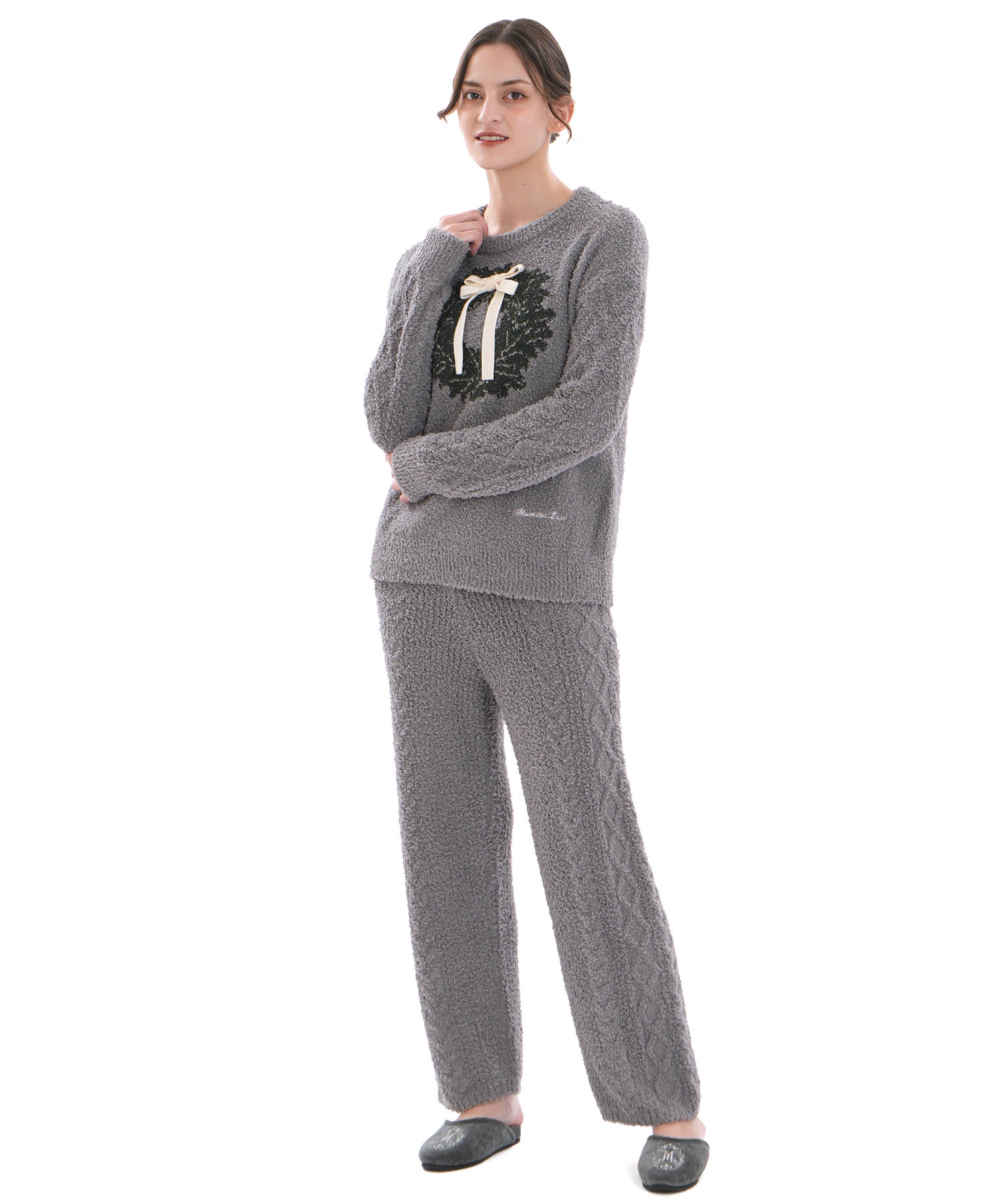 モールニットノエルリュバンボトムス_パジャマ&ルームウェア-ボトムス_グレー_5