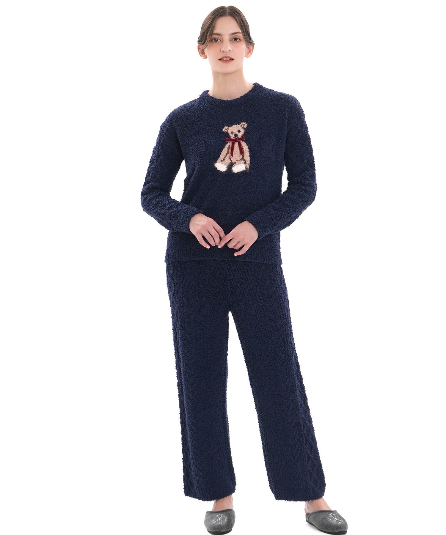 モールニットノエルリュバンボトムス_パジャマ&ルームウェア-ボトムス_ネイビー_5