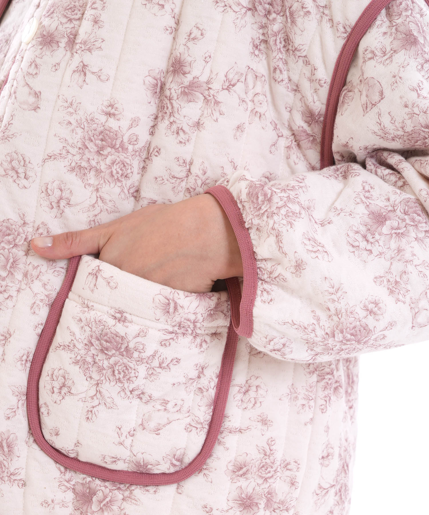 裏綿接結(綿入り)トワルドラパンカーデ_パジャマ&ルームウェア-トップス-カーディガン・ガウン_ボルドー_4