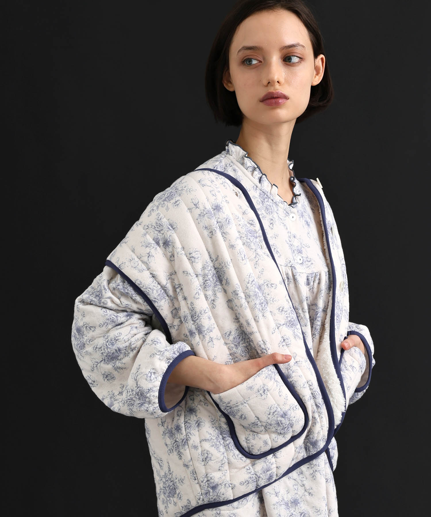 裏綿接結(綿入り)トワルドラパンカーデ_パジャマ&ルームウェア-トップス-カーディガン・ガウン_ブルー_5