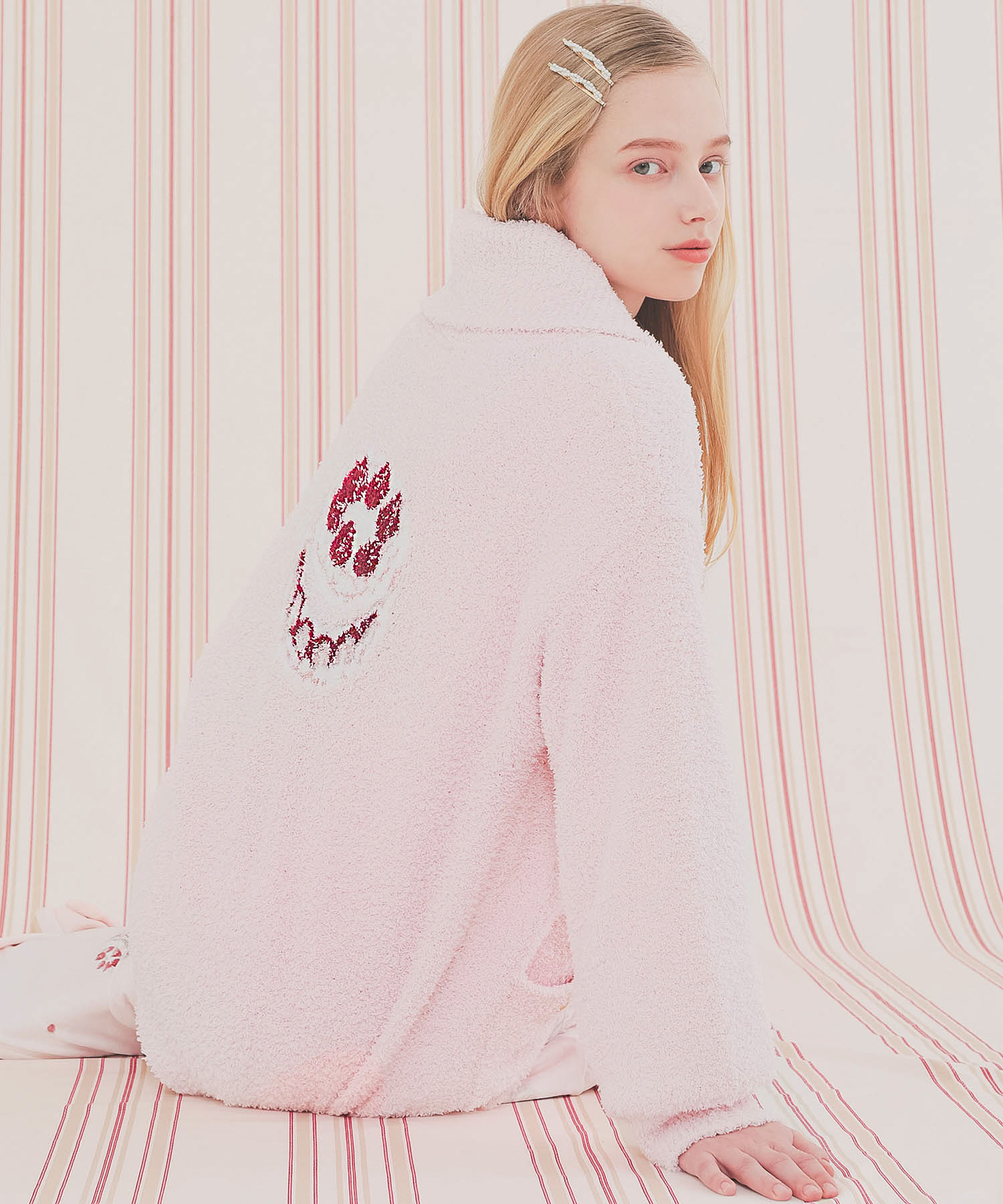 モールニットポップコーン＆ケーキカーディガン_パジャマ&ルームウェア-トップス-カーディガン・ガウン_ピンク_0