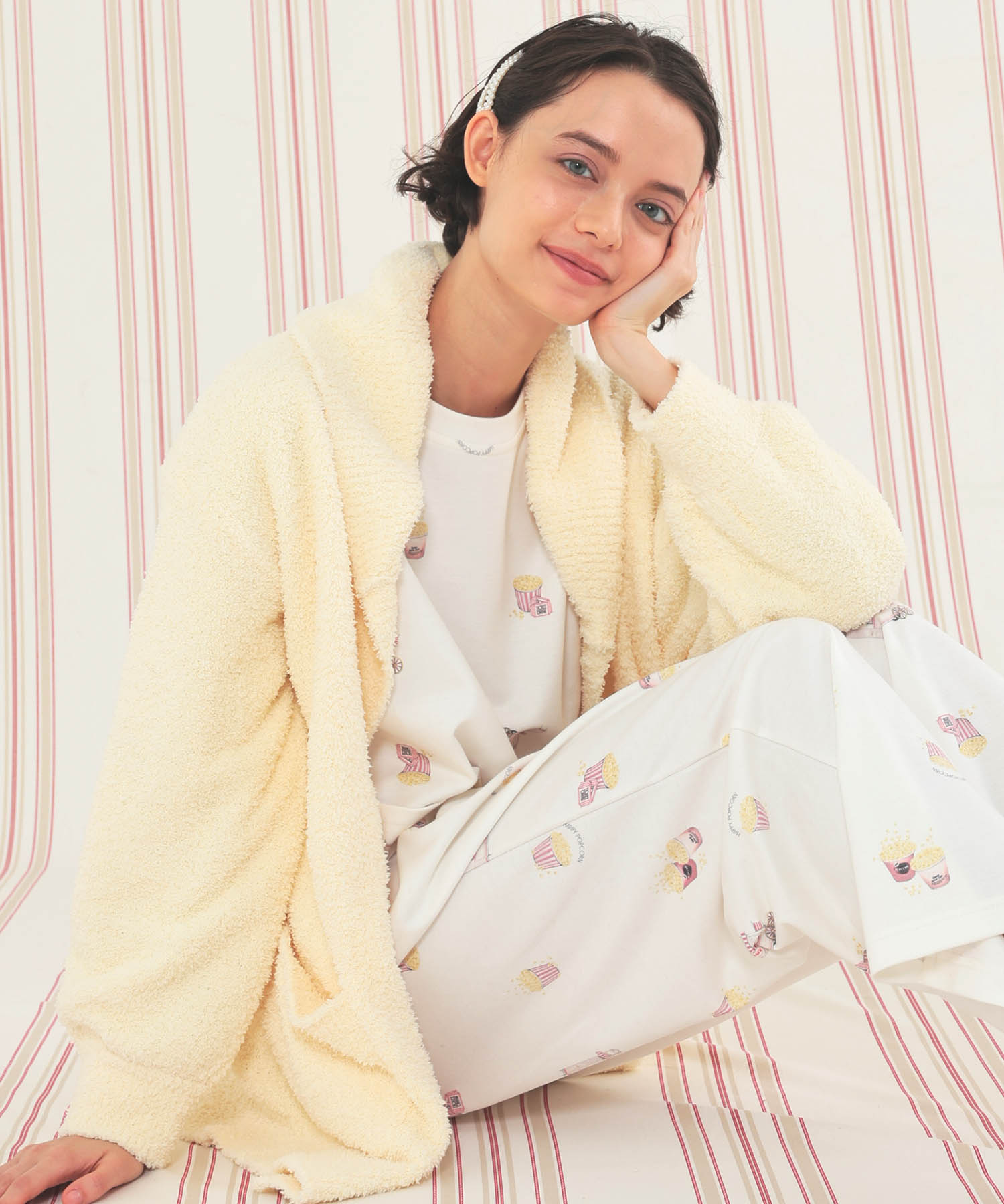 モールニットポップコーン＆ケーキカーディガン_パジャマ&ルームウェア-トップス-カーディガン・ガウン_クリーム_1