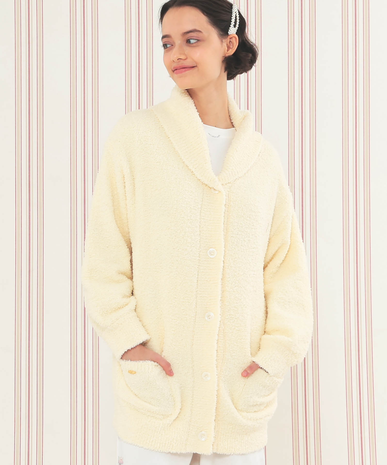 モールニットポップコーン＆ケーキカーディガン_パジャマ&ルームウェア-トップス-カーディガン・ガウン_クリーム_2