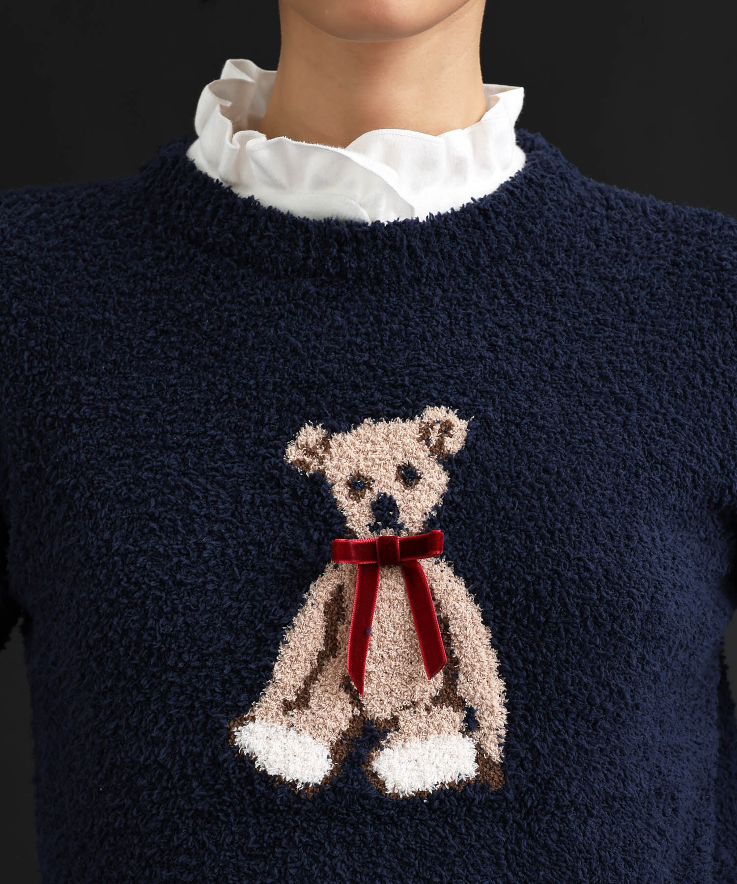 モールニットノエルリュバントップス_パジャマ&ルームウェア-トップス_ネイビー_3