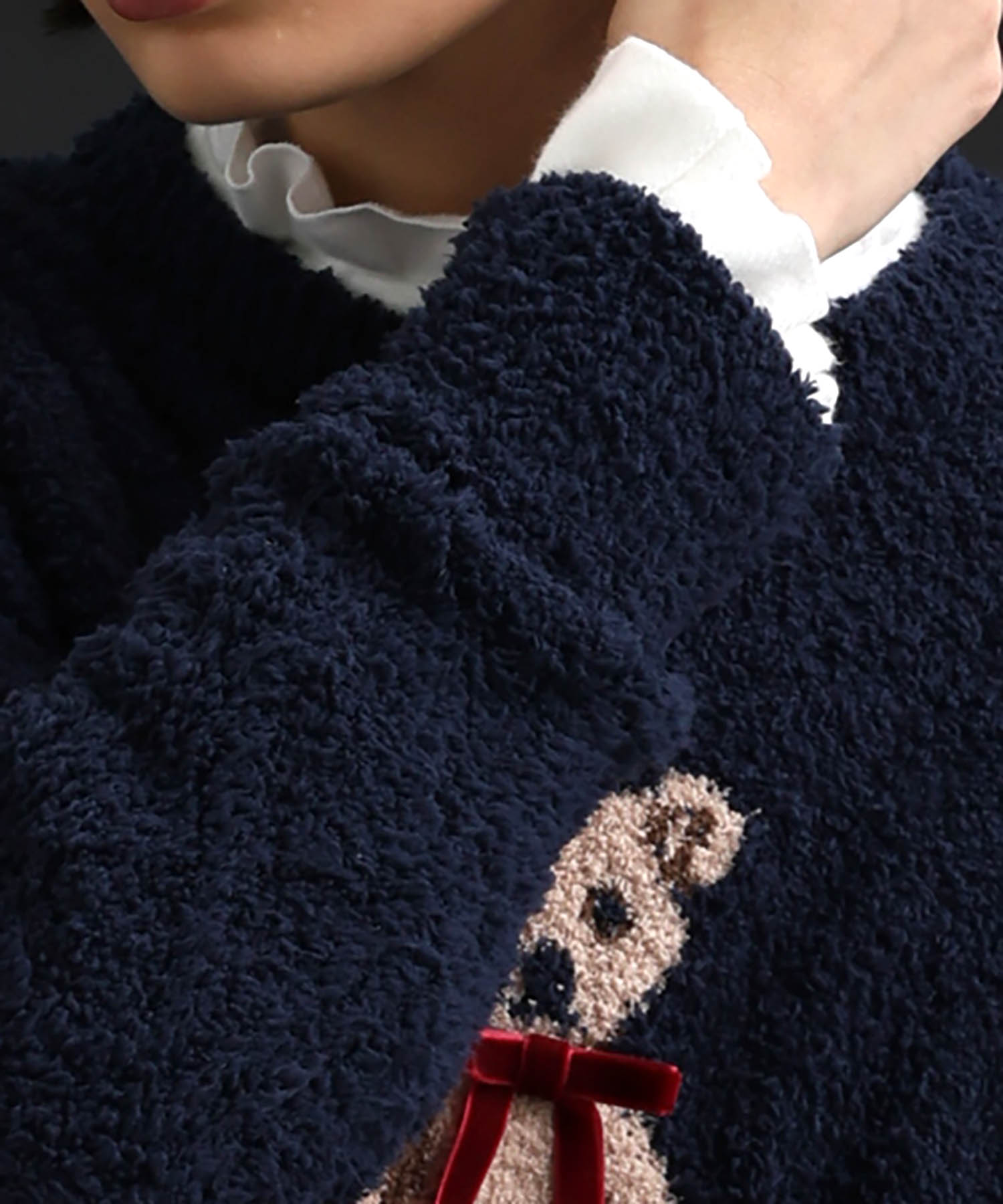 モールニットノエルリュバントップス_パジャマ&ルームウェア-トップス_ネイビー_4