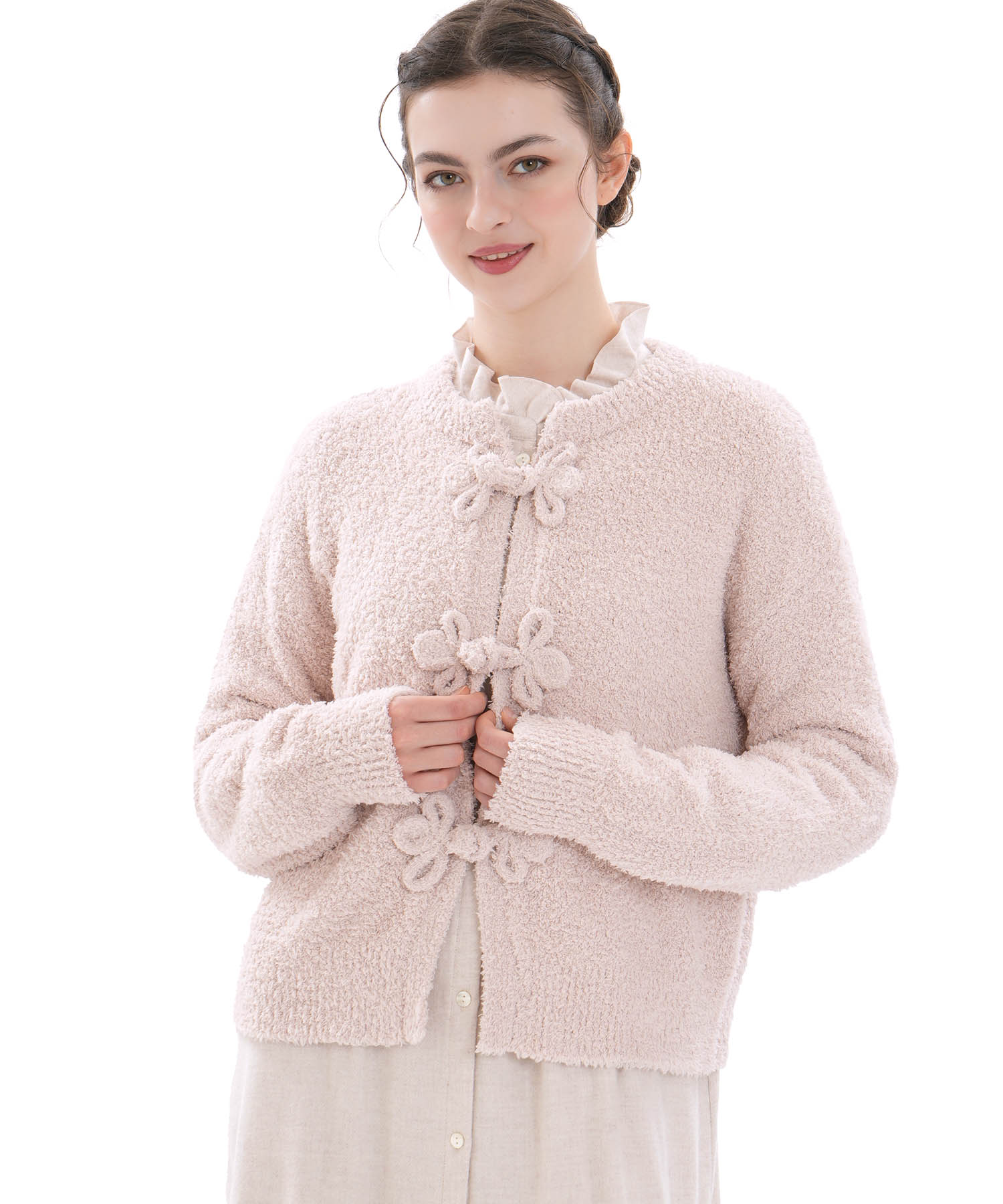 モールニットノエルリュバンカーディガン_パジャマ&ルームウェア-トップス-カーディガン・ガウン_ベージュ_1