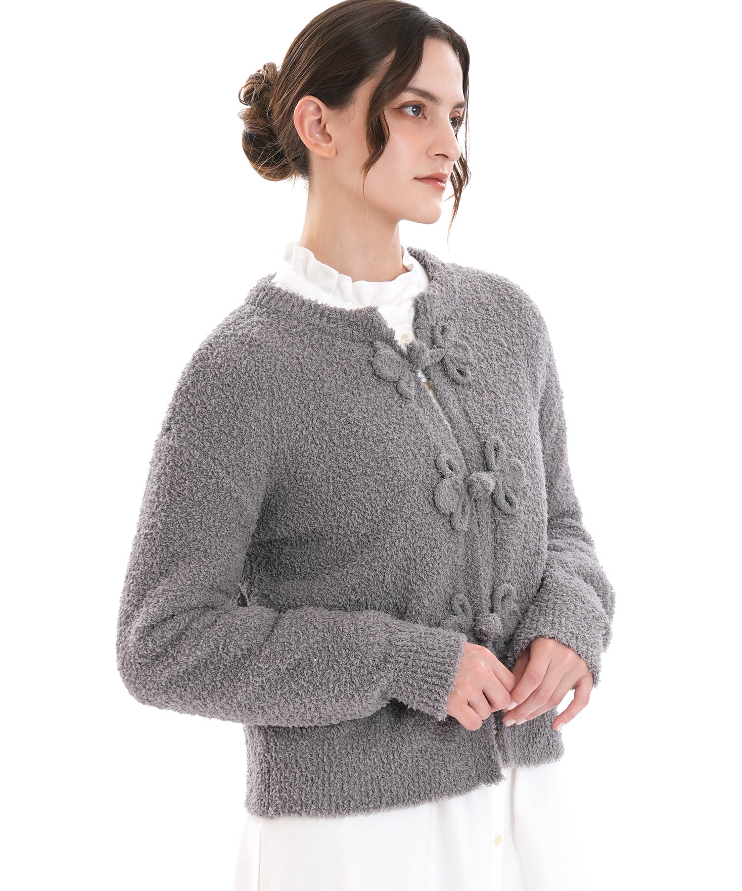 モールニットノエルリュバンカーディガン_パジャマ&ルームウェア-トップス-カーディガン・ガウン_グレー_1