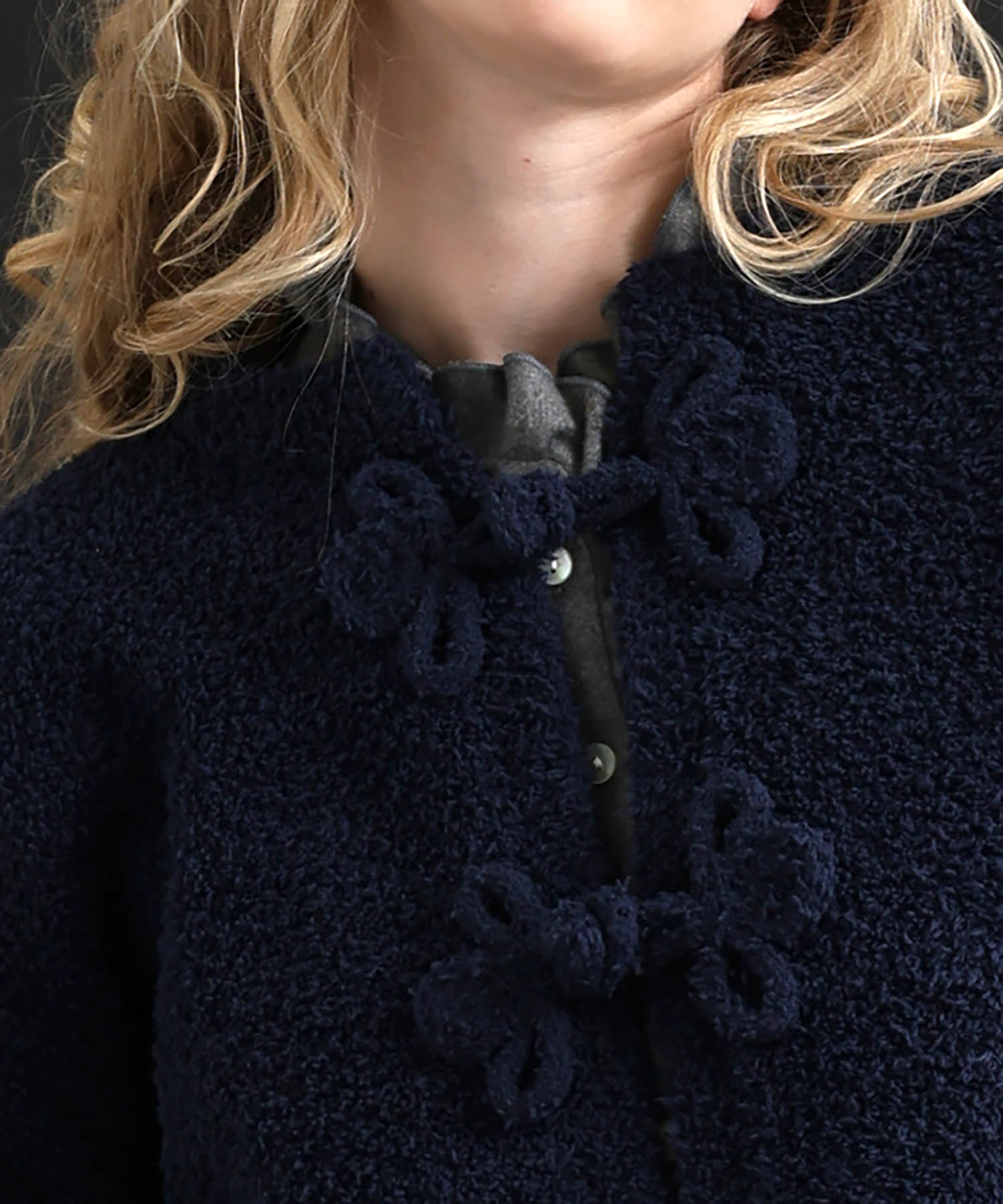 モールニットノエルリュバンカーディガン_パジャマ&ルームウェア-トップス-カーディガン・ガウン_ネイビー_3