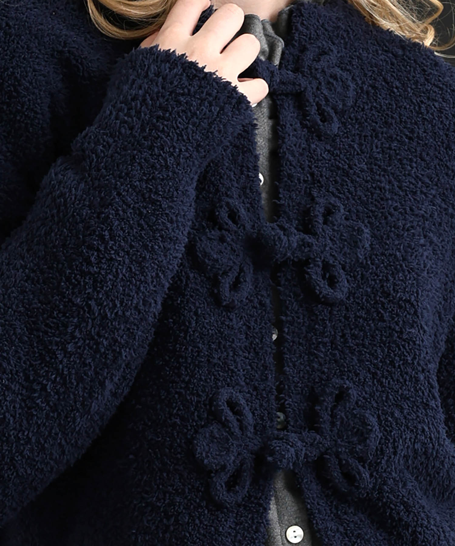 モールニットノエルリュバンカーディガン_パジャマ&ルームウェア-トップス-カーディガン・ガウン_ネイビー_4