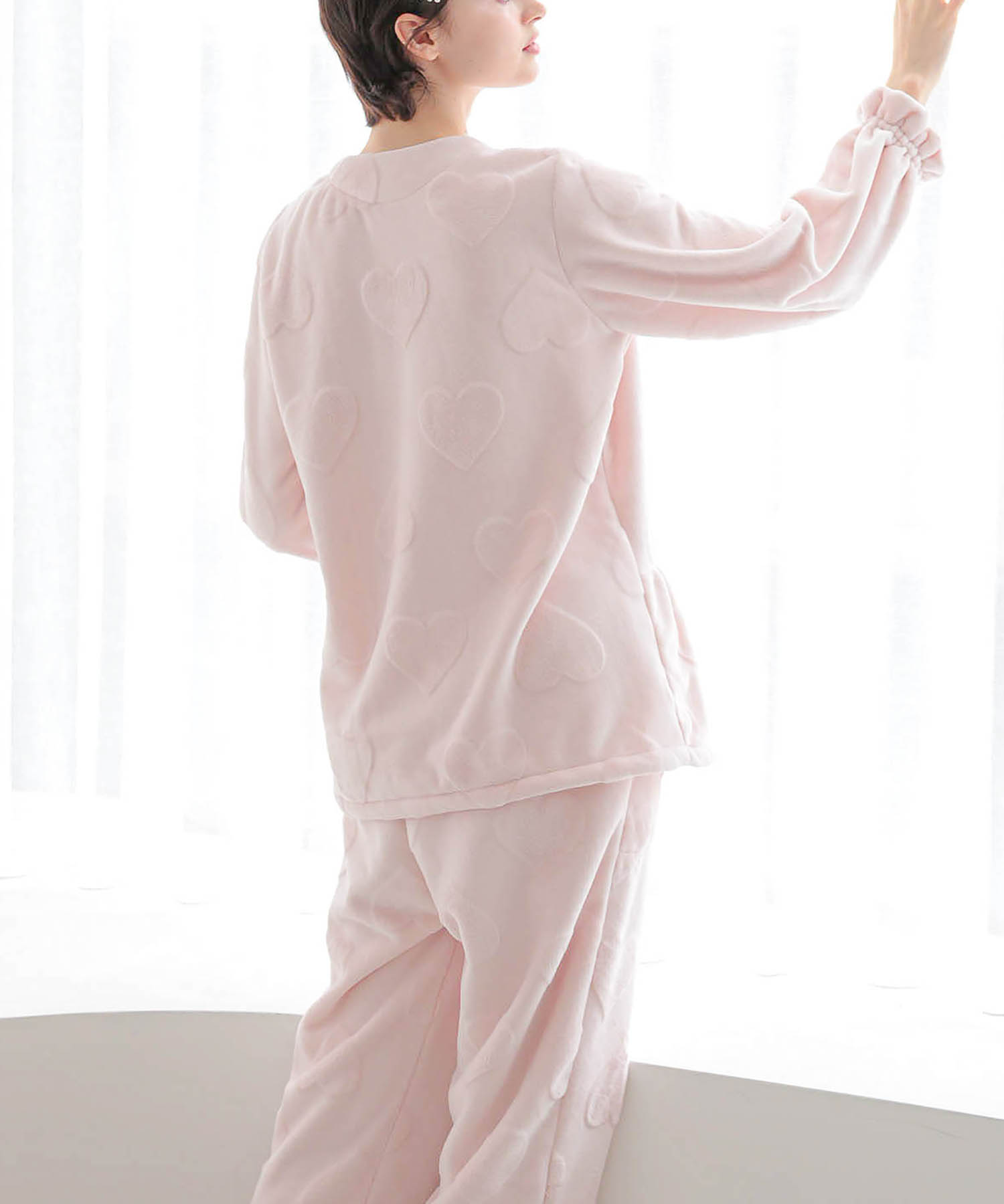 シャイニースノーエンボスハートペプラムパジャマ_パジャマ&ルームウェア-セットアップ_ピンク_7