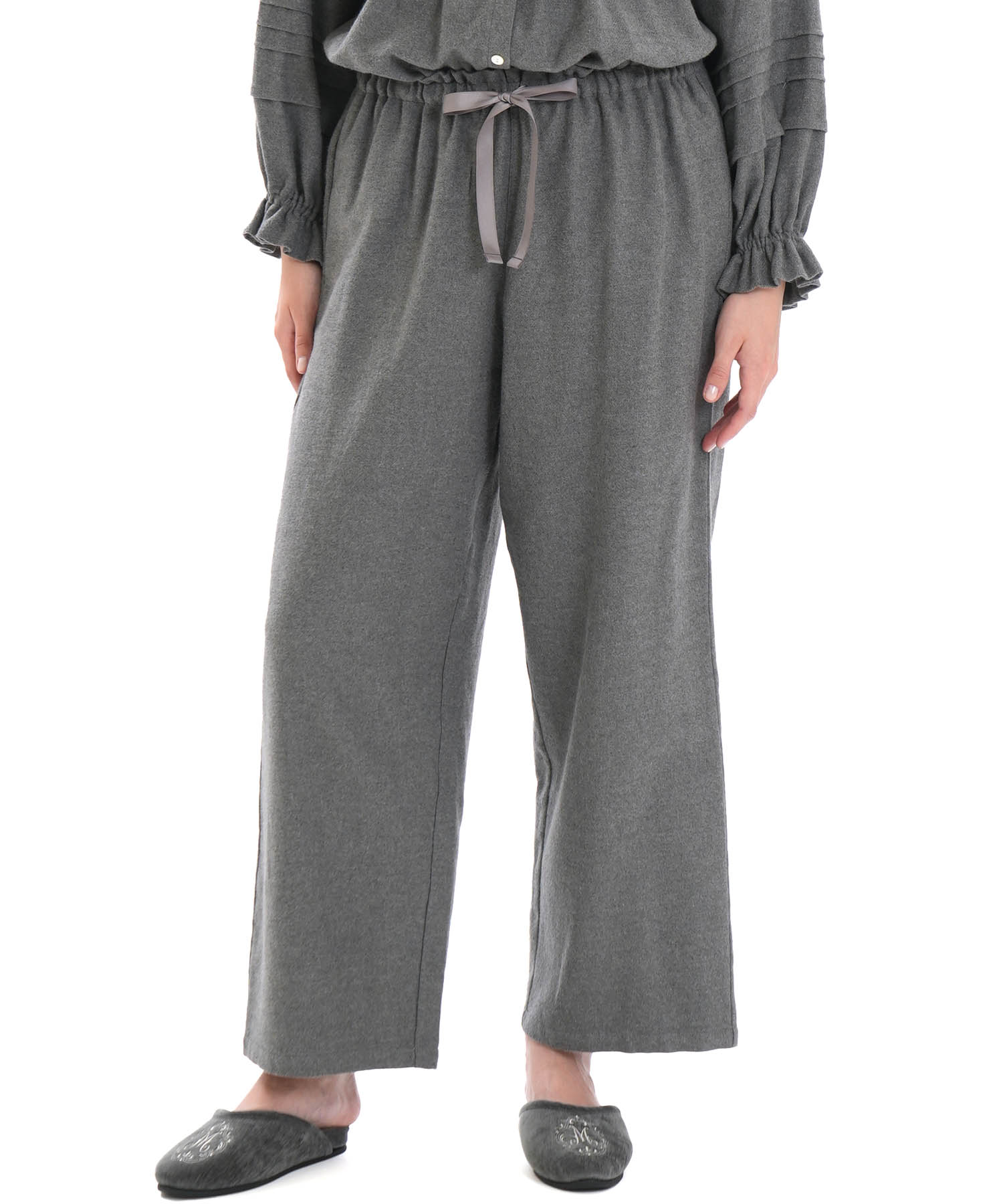 コットンフランネルシュクレフリルパジャマ_パジャマ&ルームウェア-セットアップ_チャコールグレー_6