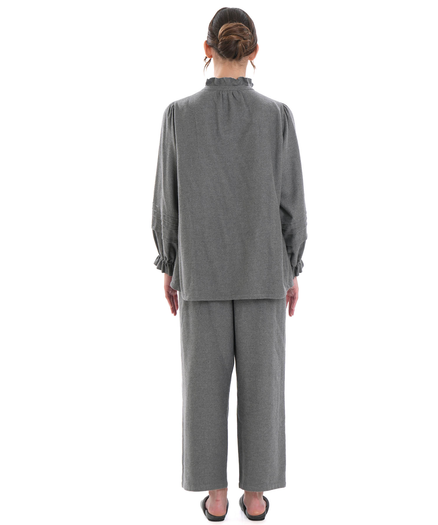 コットンフランネルシュクレフリルパジャマ_パジャマ&ルームウェア-セットアップ_チャコールグレー_7