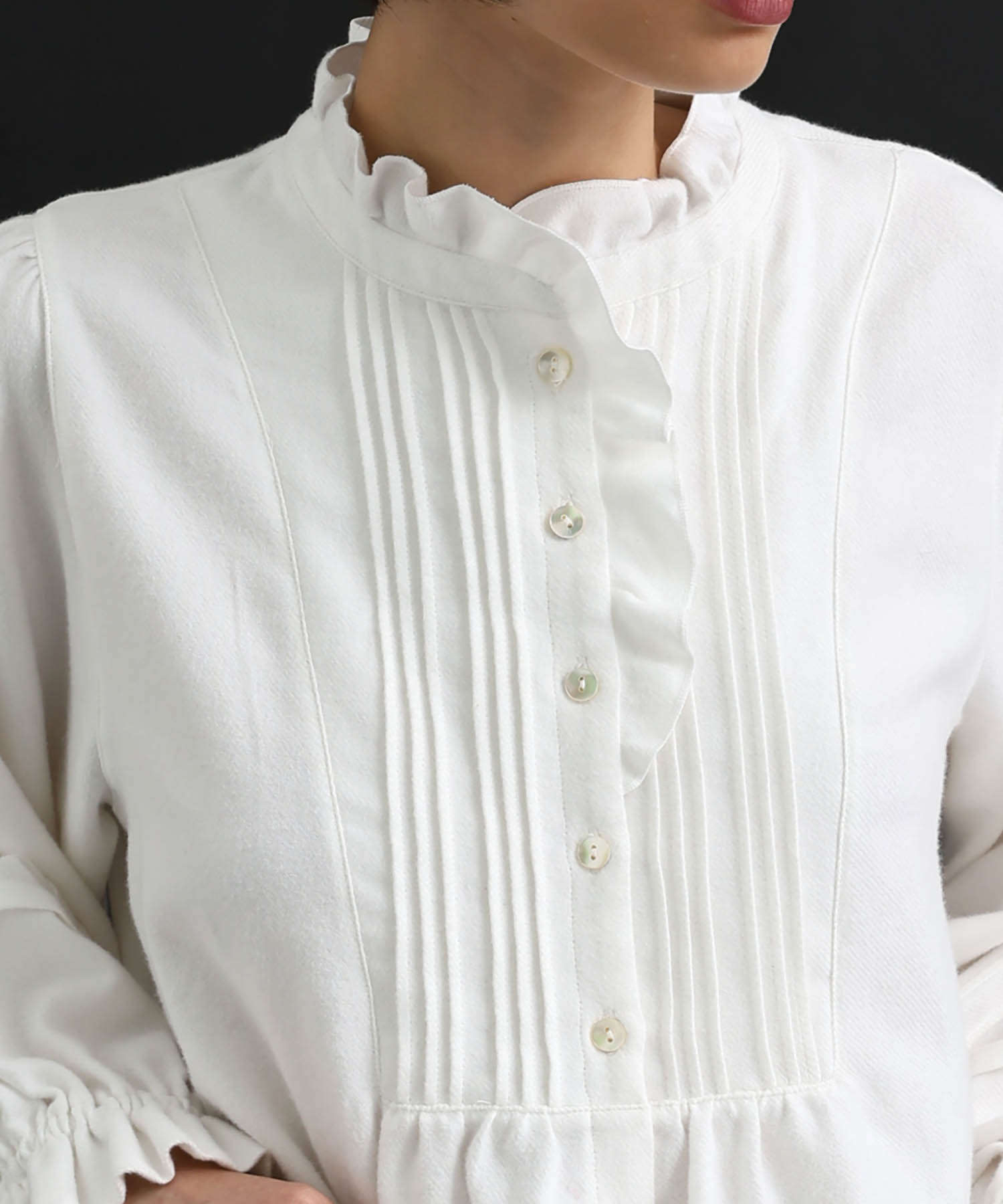 コットンフランネルシュクレフリルパジャマ_パジャマ&ルームウェア-セットアップ_ホワイト_3