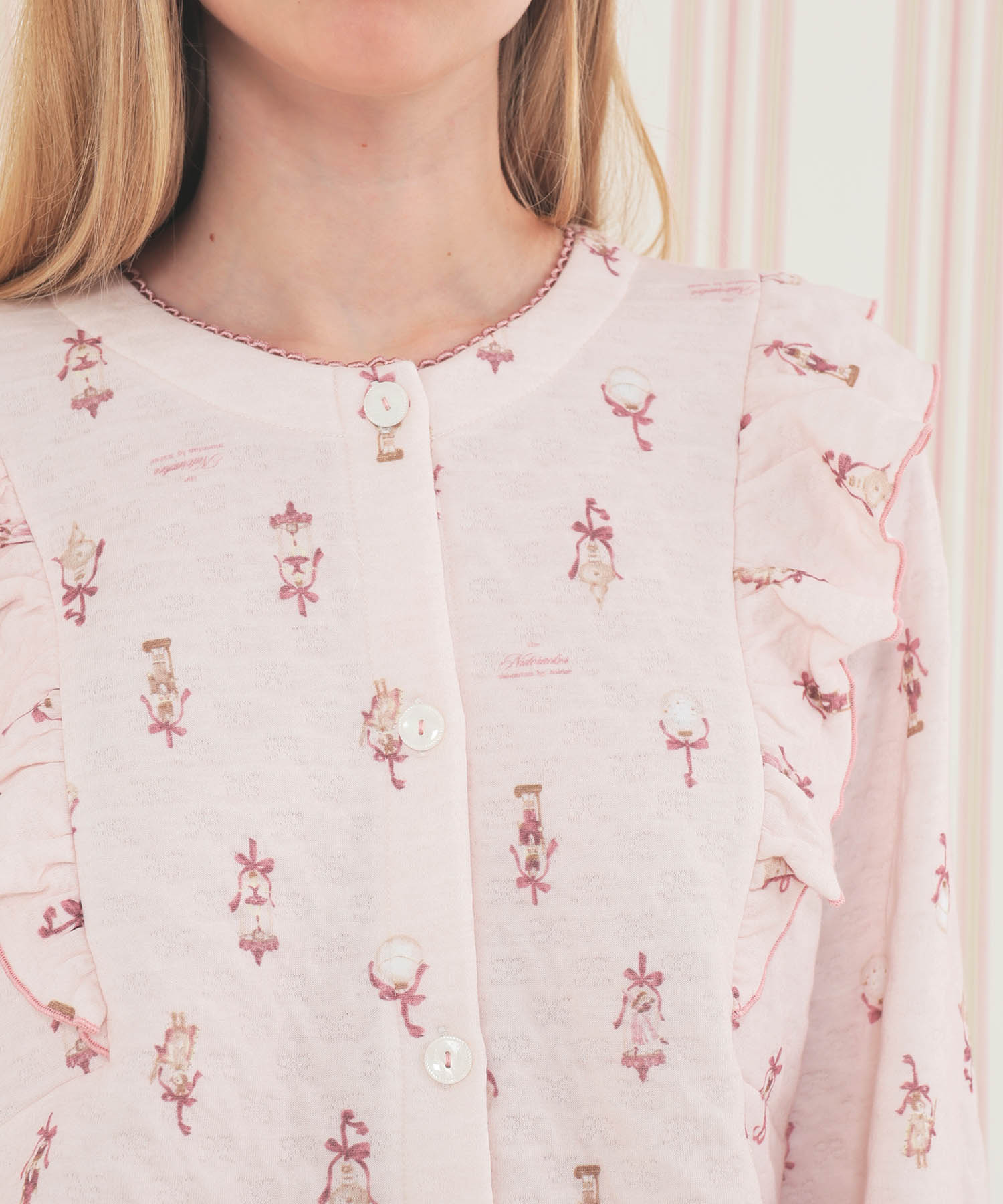 裏綿接結(綿入り)くるみ割り人形フリルパジャマ_パジャマ&ルームウェア-セットアップ_ピンク_3