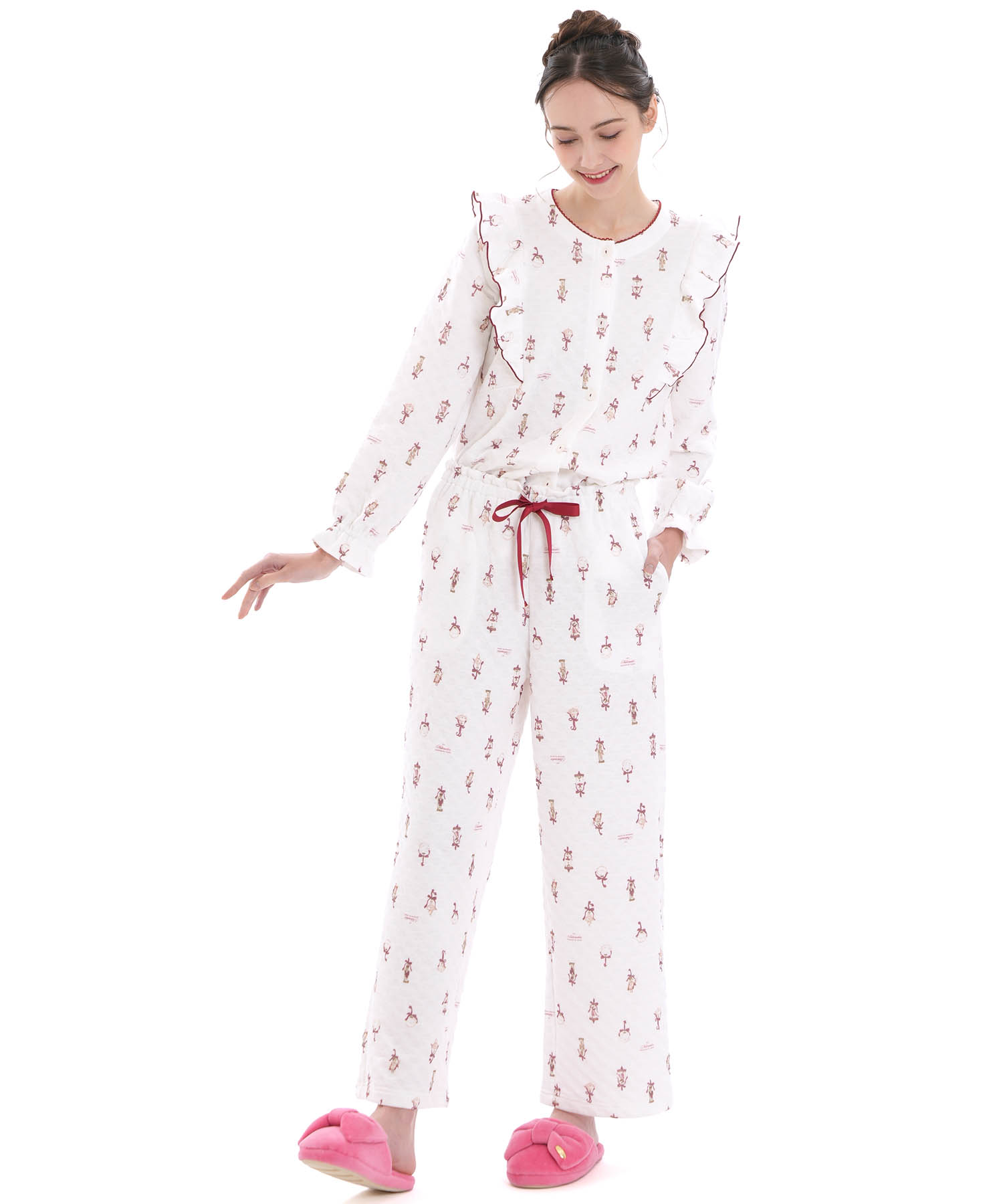 裏綿接結(綿入り)くるみ割り人形フリルパジャマ_パジャマ&ルームウェア-セットアップ_アイボリー_1