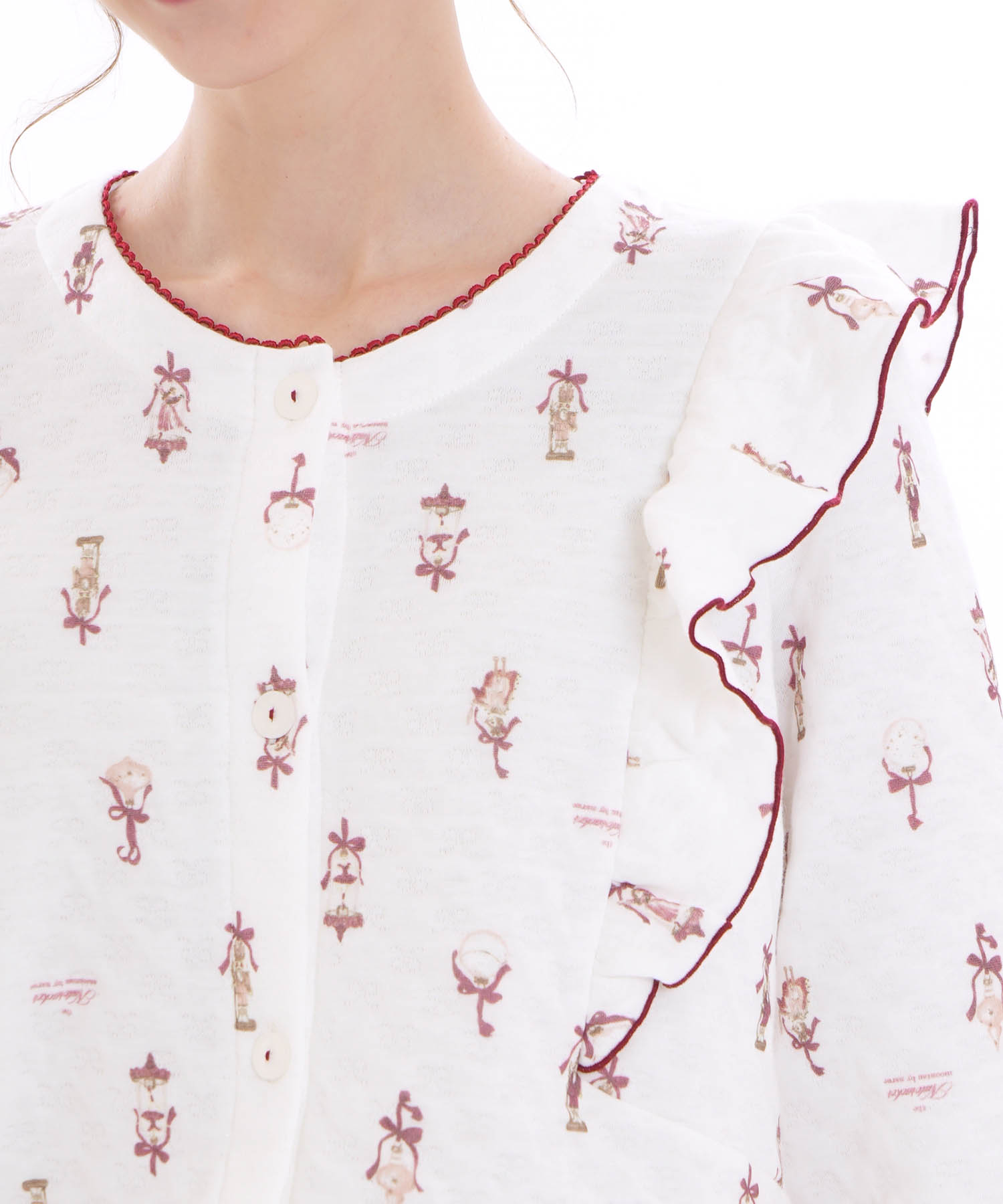 裏綿接結(綿入り)くるみ割り人形フリルパジャマ_パジャマ&ルームウェア-セットアップ_アイボリー_3