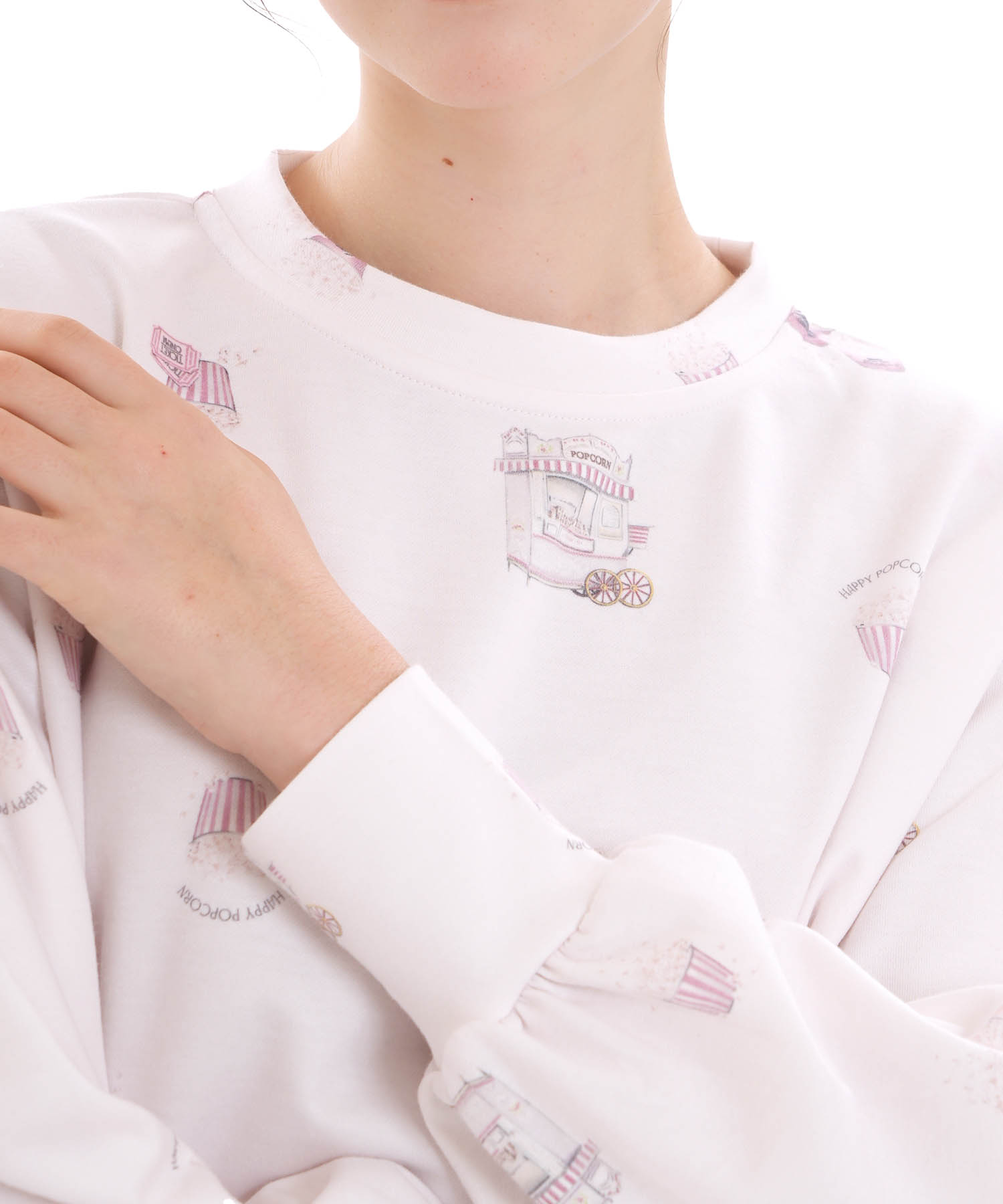 エアーニットハッピーポップコーンセットアップ_パジャマ&ルームウェア-セットアップ_ピンク_3