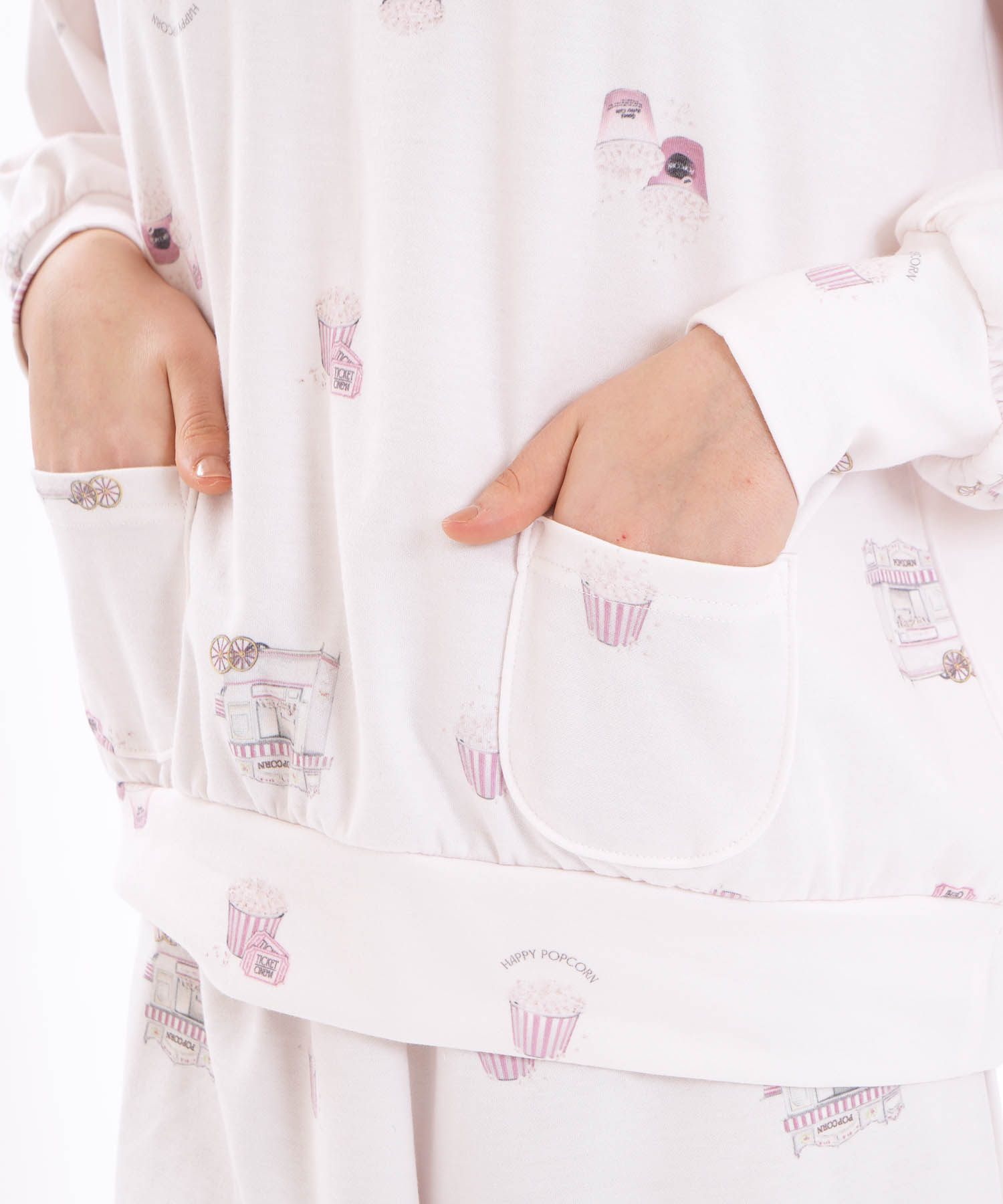 エアーニットハッピーポップコーンセットアップ_パジャマ&ルームウェア-セットアップ_ピンク_4